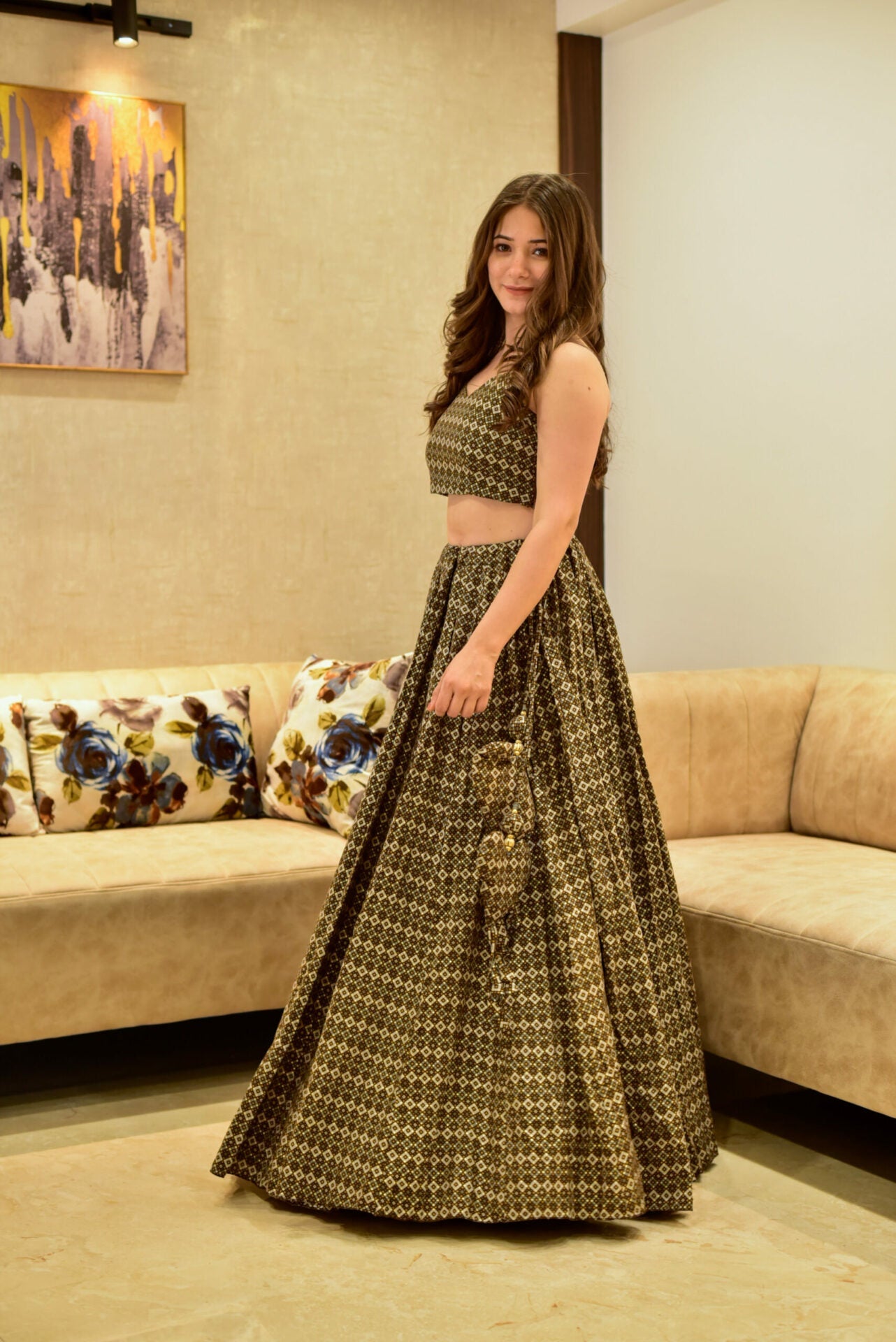 Idaho-o niladri brown croptop skirt set - view 3