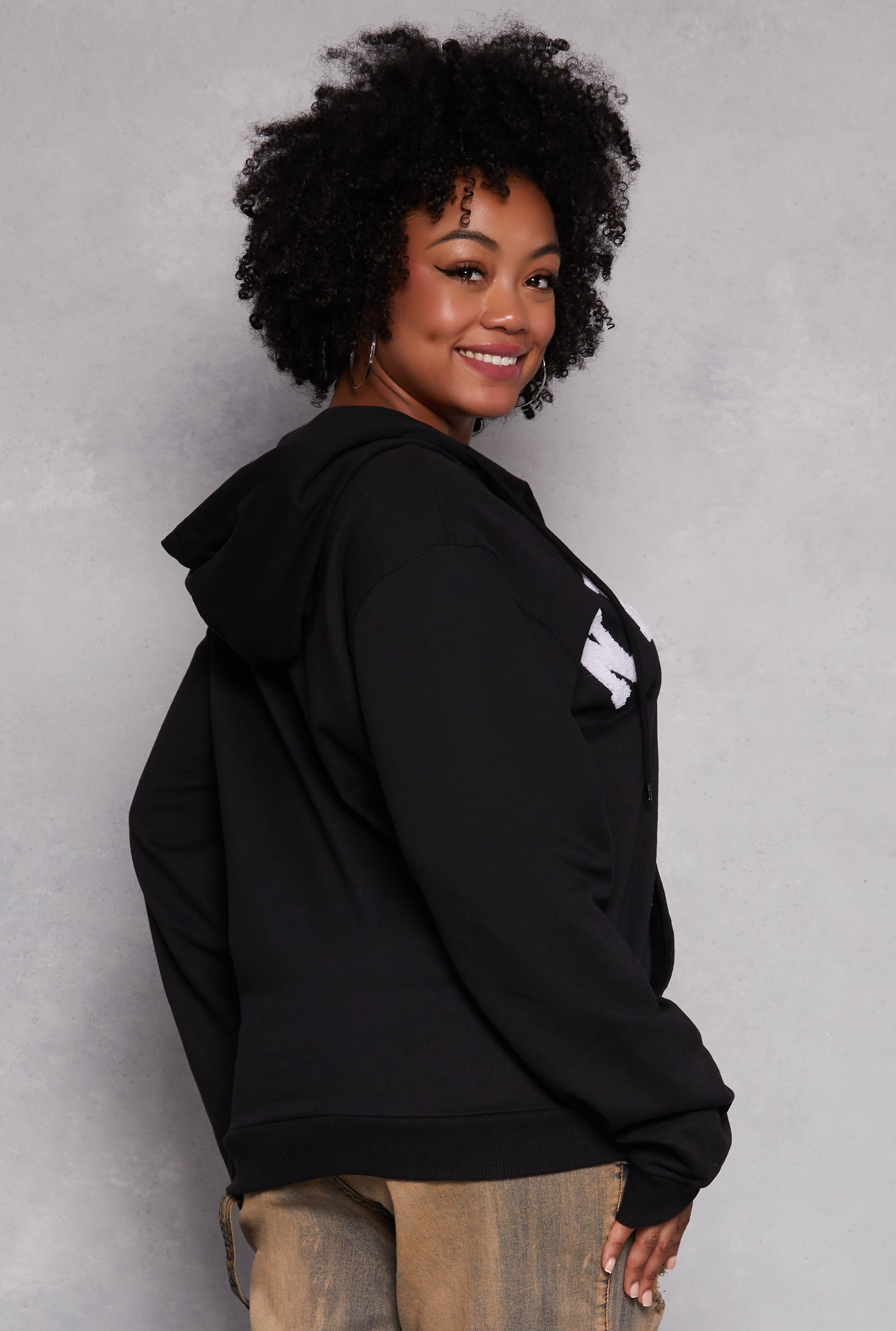 Rainbow Shops Plus Size New York Zip Front Hoodie - view 3