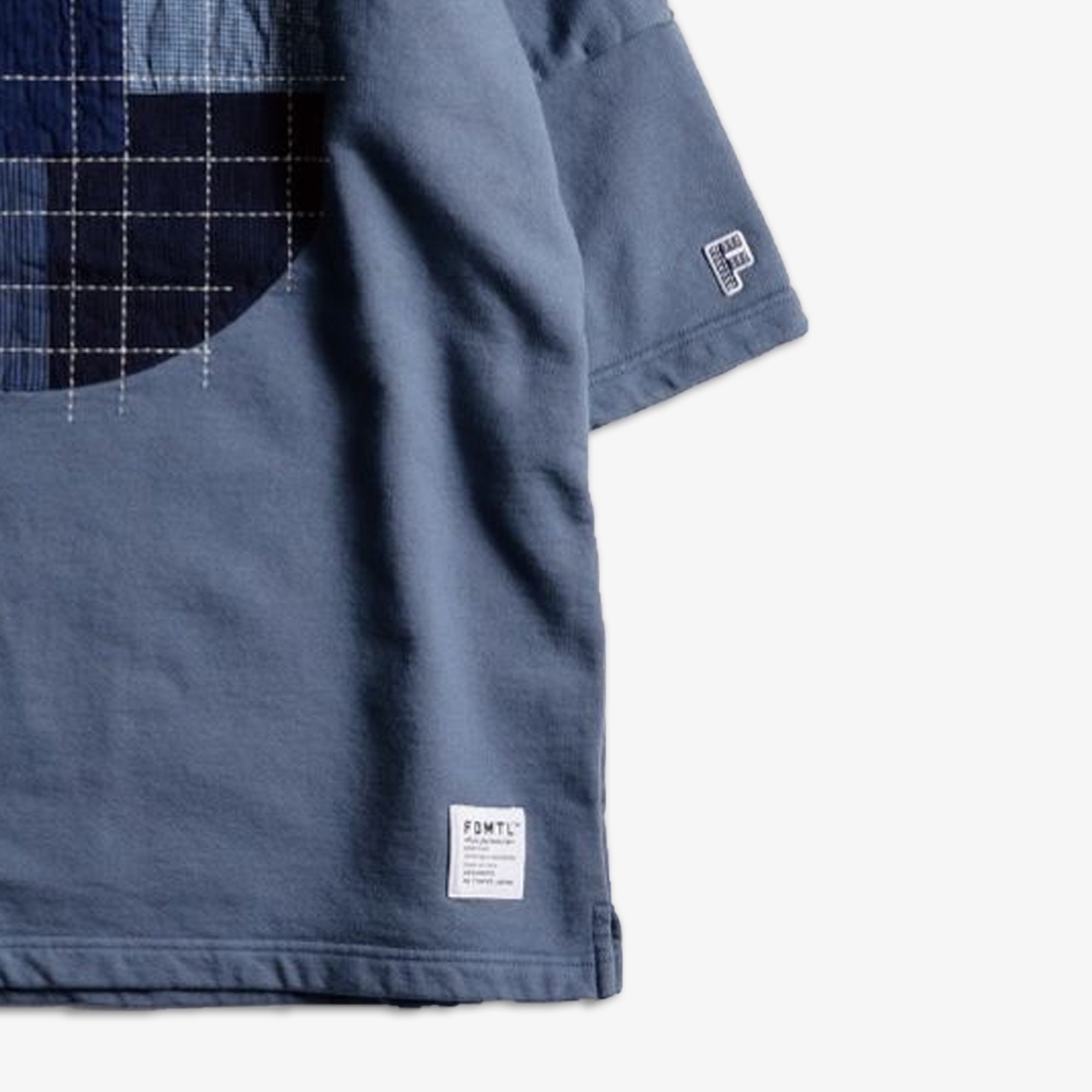 Fdmtl | Sashiko Patch Sweat Tee { Blue - view 2