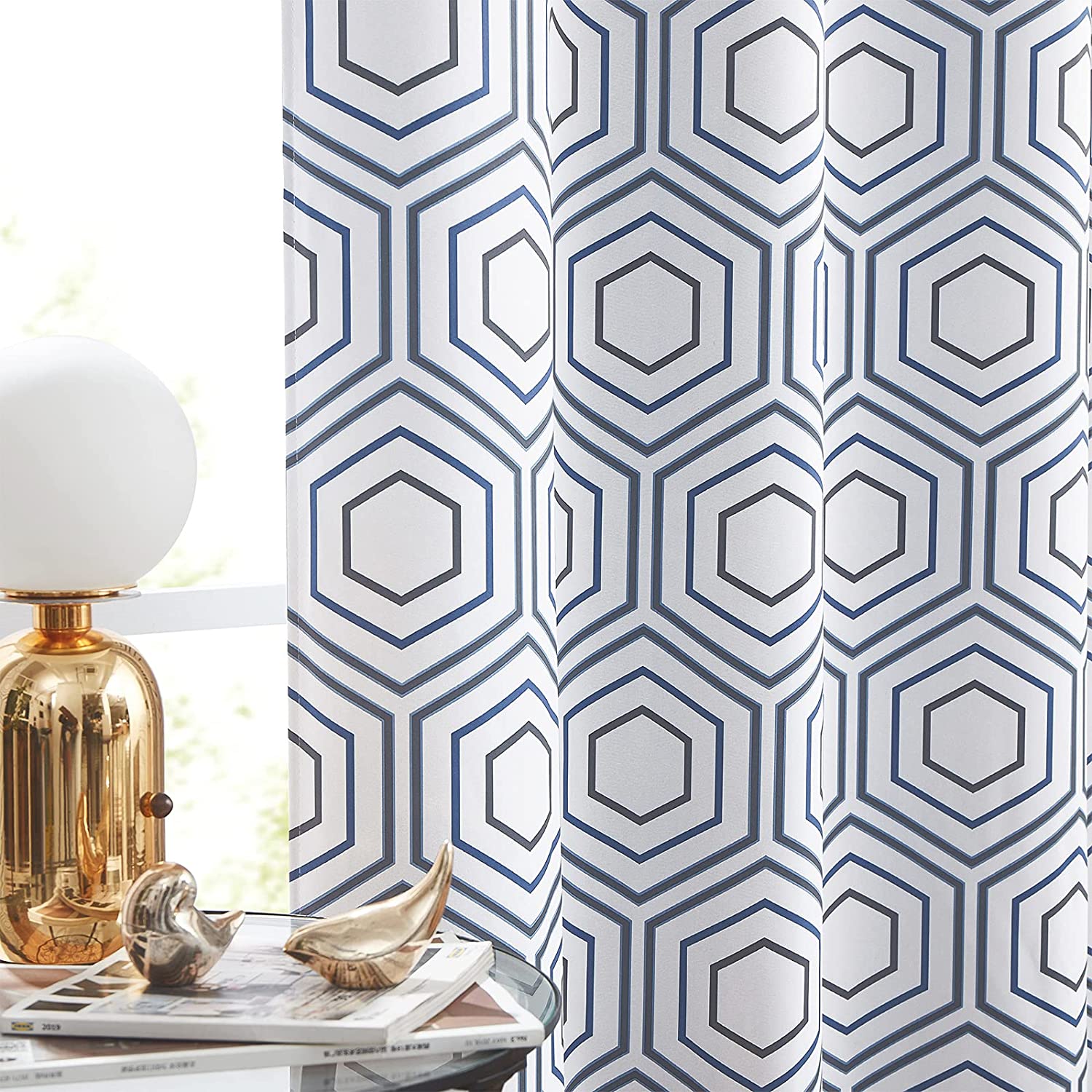 Urban Space -Home Furnishing Store 100% Cotton Curtains for Living Room, Bedroom curtains - Pack of 2 curtains, Hexagon - view 3