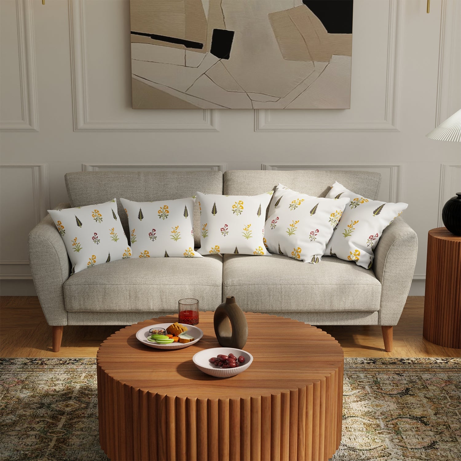Urban Space Home Furnishing Cotton Cushion Covers, Throw pillow for couch - High garden Yellow - view 2