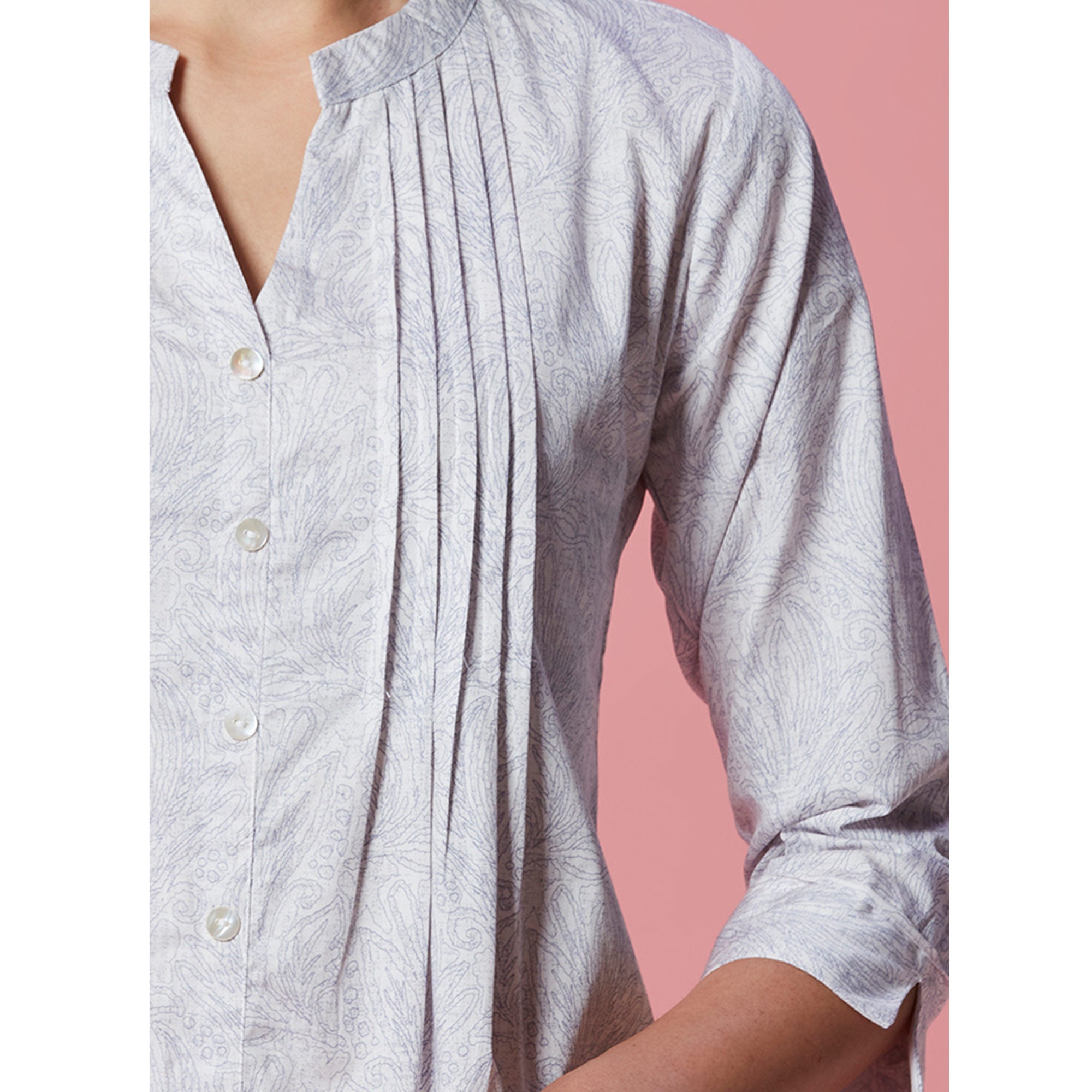 Peachmode White Printed Pure Cotton A-Line Top - view 3