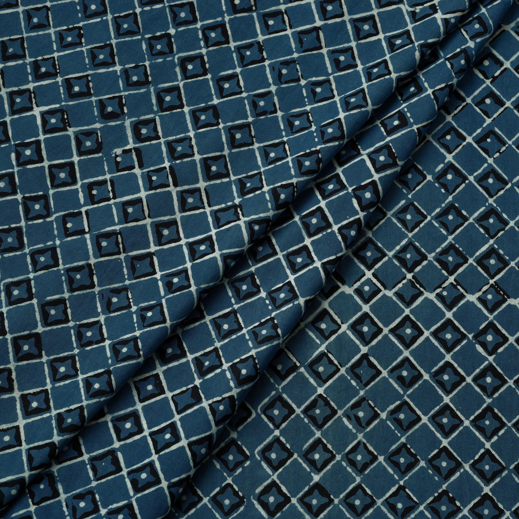 HAVELI CHRONICLES Blue - Hand Block Printed Cotton Akola Fabric - view 2