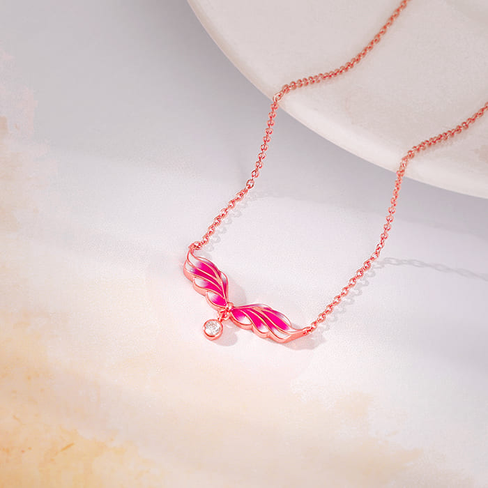 GIVA Jewellery Rose Gold Fluffed Wing Necklace - view 2