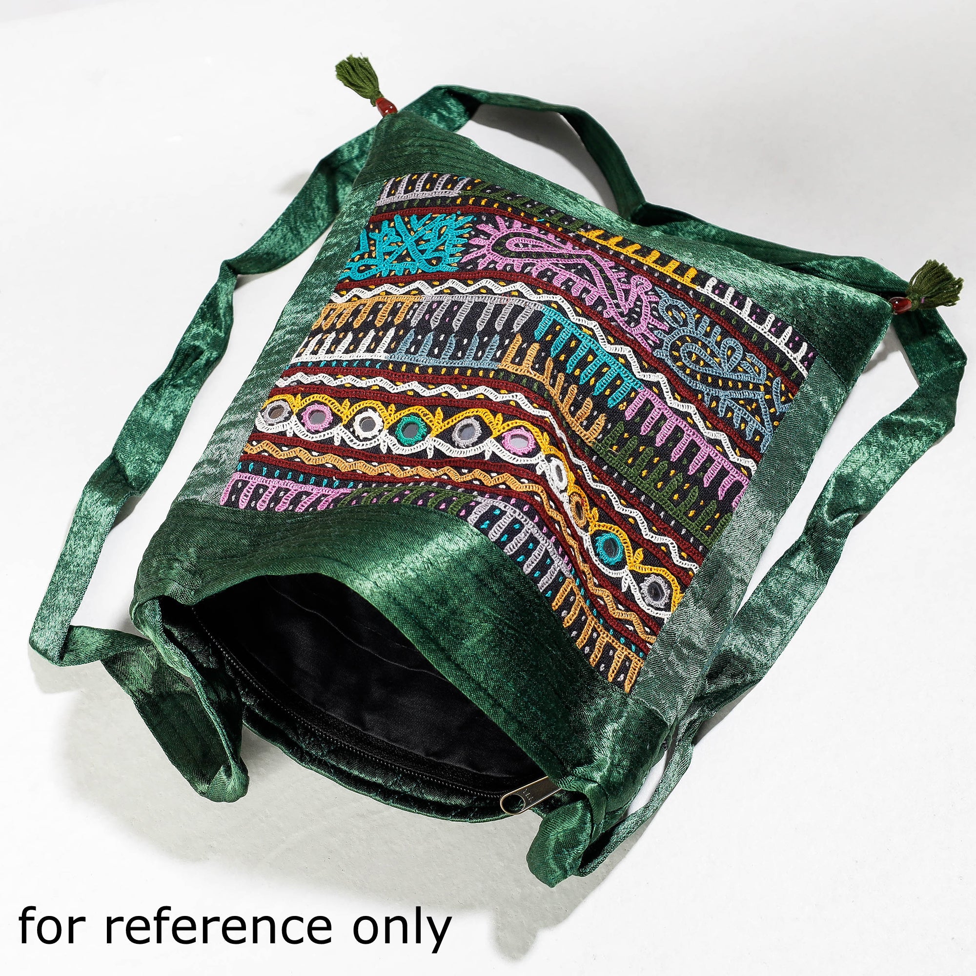 KACHCHH JI CHHAAP Black - Kutch Rabari Hand Embroidery Mashru Silk Sling Bag - view 5