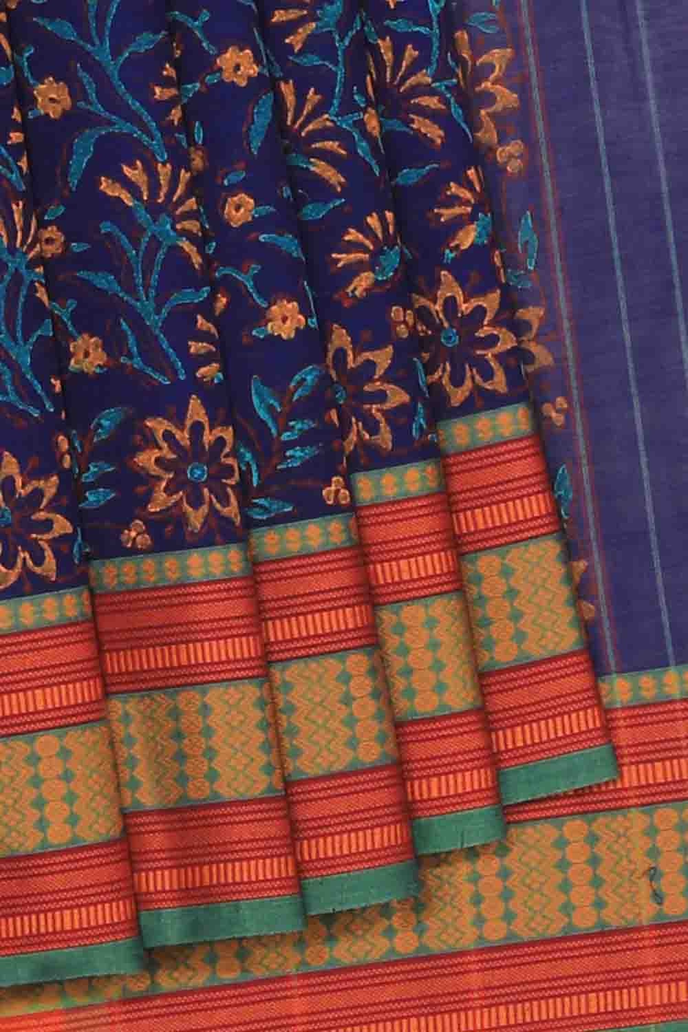 Kalanjali Ethnics Hand block printed cotton saree