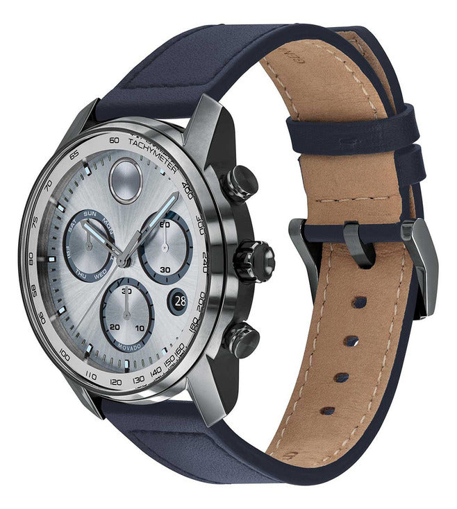 Movado Bold Verso Men Quartz Grey Dial Chronograph Leather Watch 3600909 - view 2