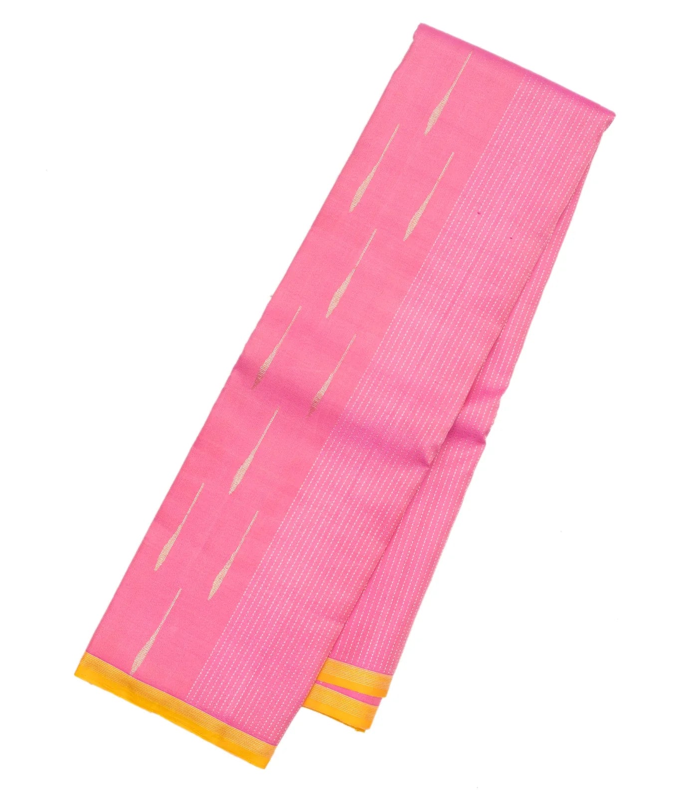 RmKV Bubblegum Pink Handloom Kanchipuram Silk Saree With Stripes & Buttas