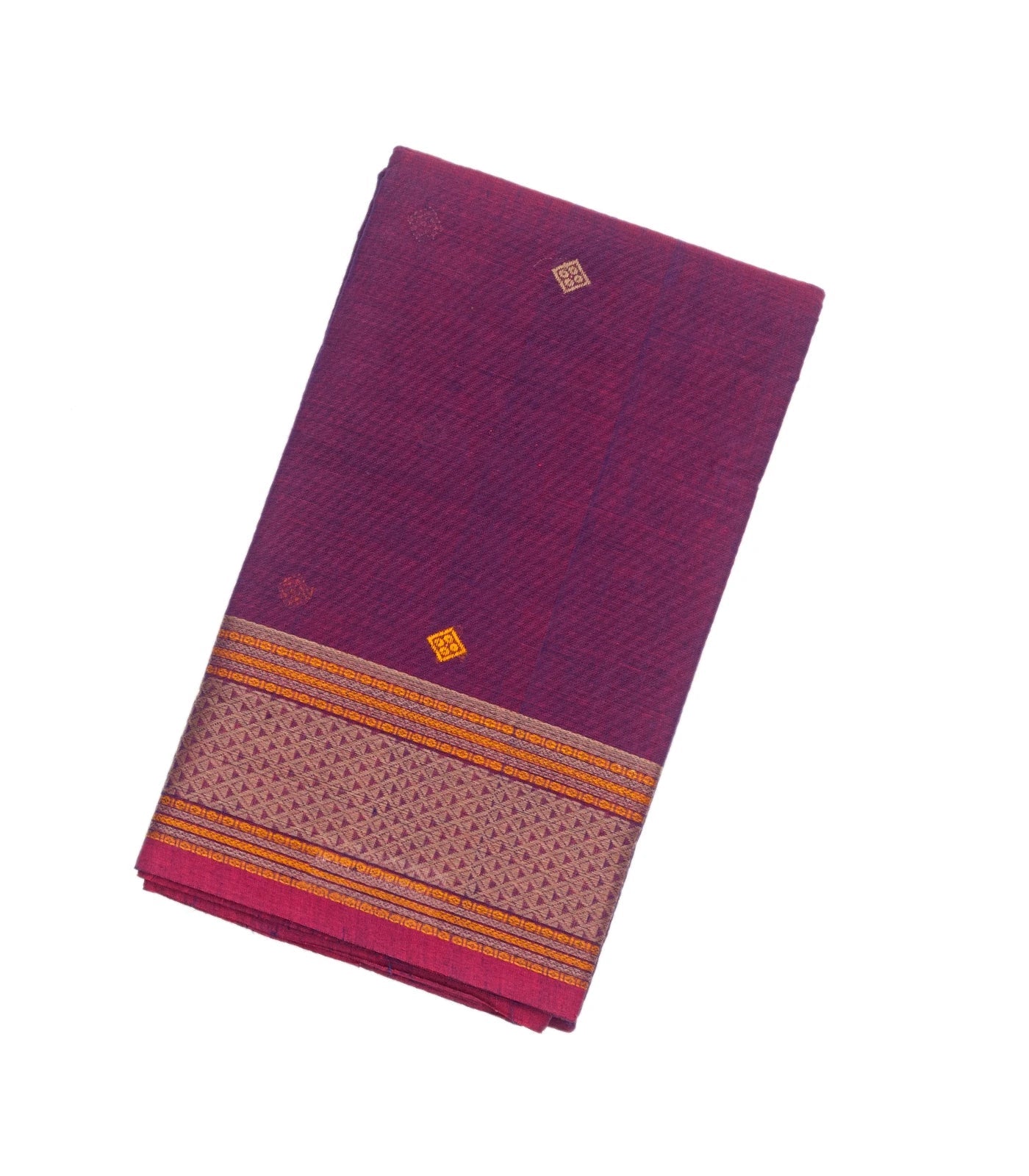 RmKV Magenta Handloom Kanchi Cotton Saree With Diamond Motifs