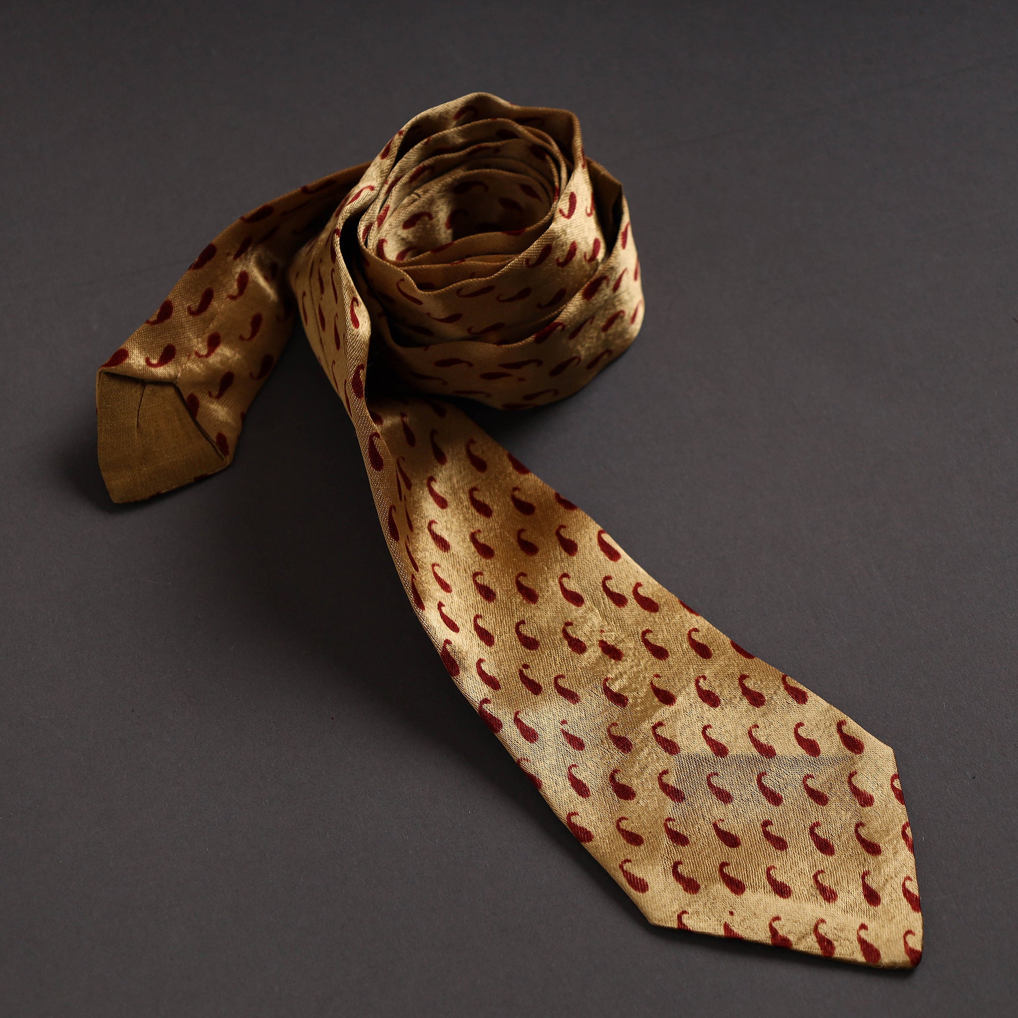 JALPARI Block Printed Mashru Silk Handmade Necktie for Men - view 2