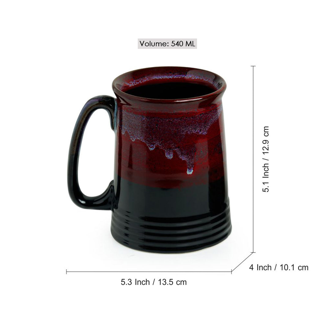 EXCLUSIVELANE 'Crimson Inquisitiveness' Hand Glazed Studio Pottery Ceramic Beer & Milk Mugs (Set Of 2) - view 4