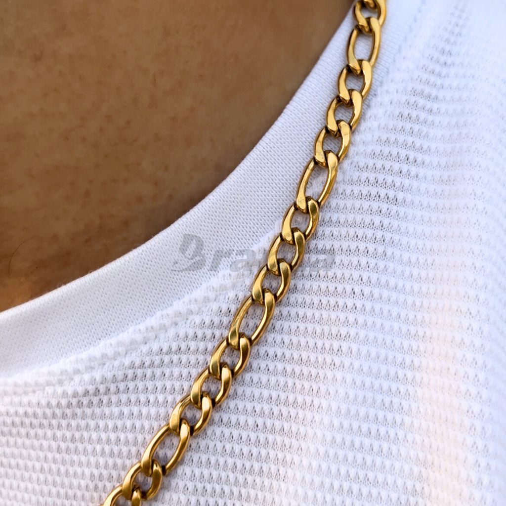 Branta Fancy Gold Curb Chain Necklace For Men - view 4