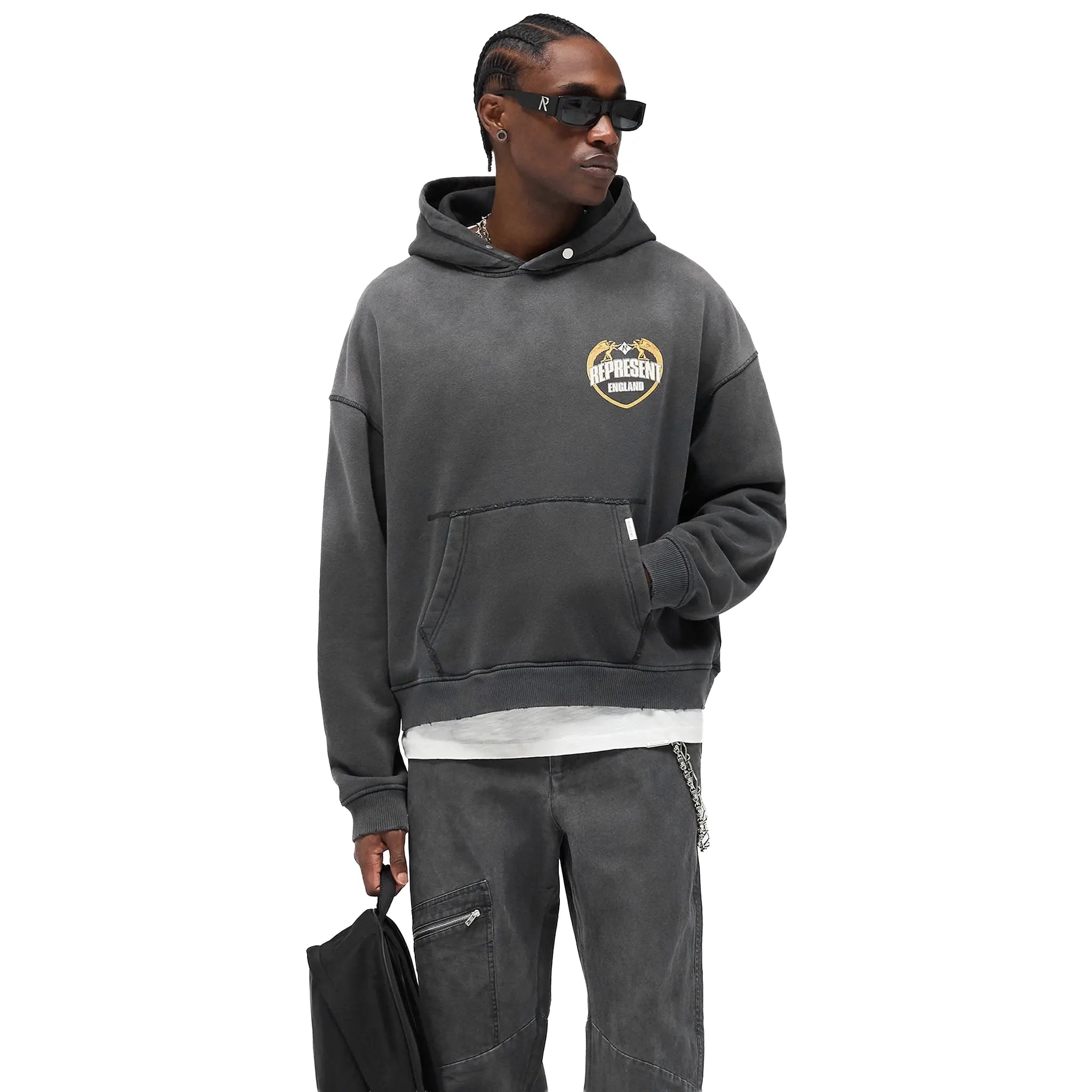 Represent Rep Angel Border Stained Black Hoodie - view 5