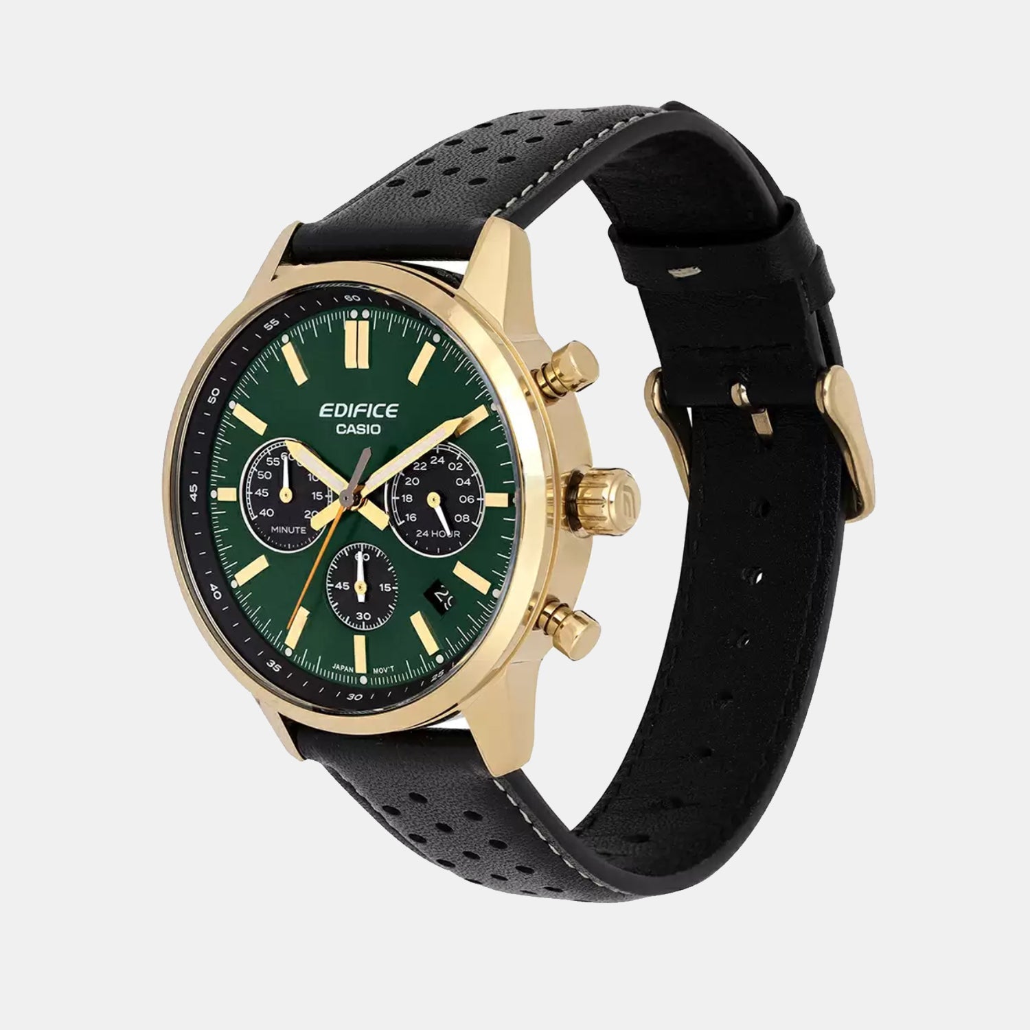 Casio Edifice Men Quartz Green & Black Dial Multi-Function Leather Watch ED658 - view 2