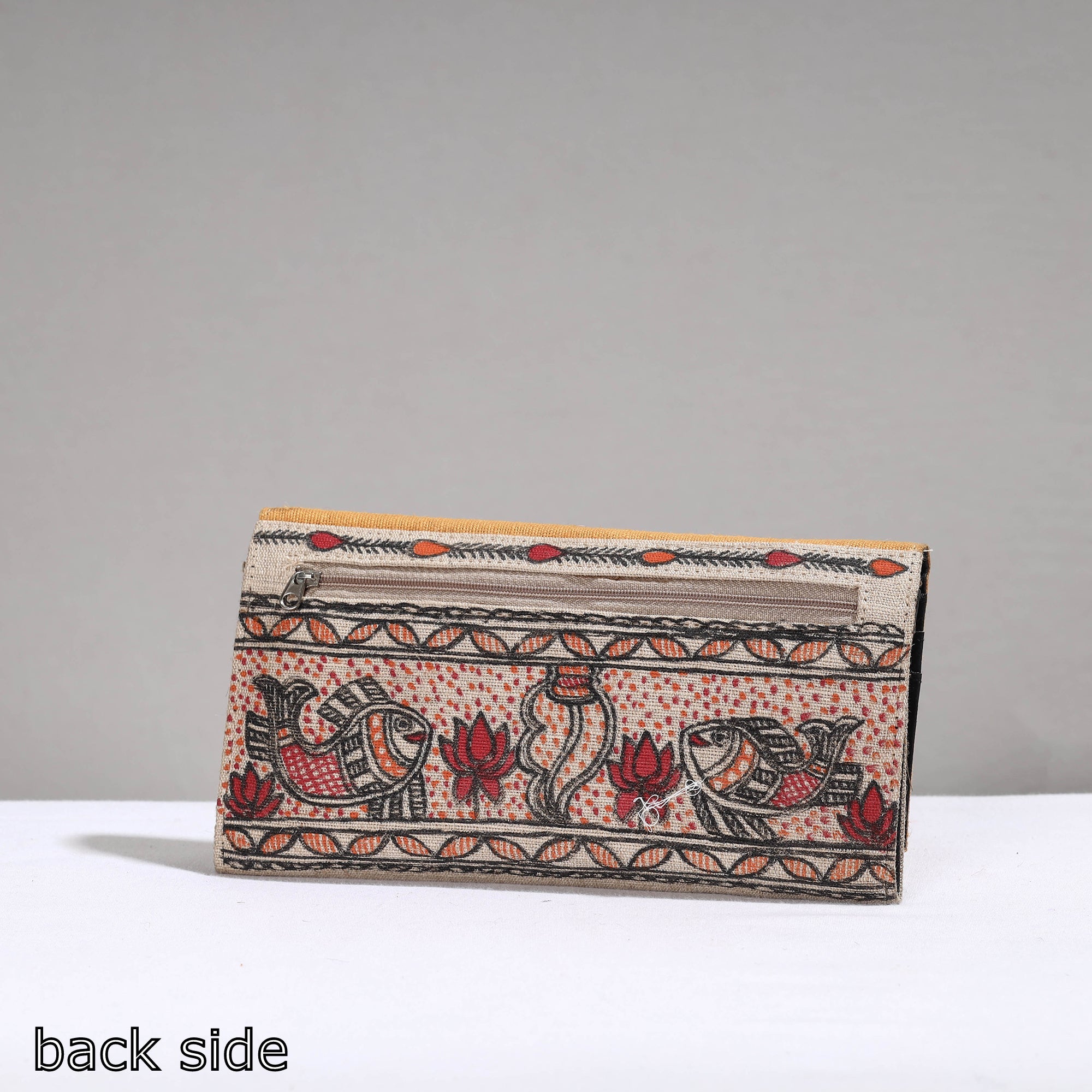 ITOKRI CRAFTS INITIATIVE Brown - Madhubani Handpainted Jute Cotton Clutch - view 2