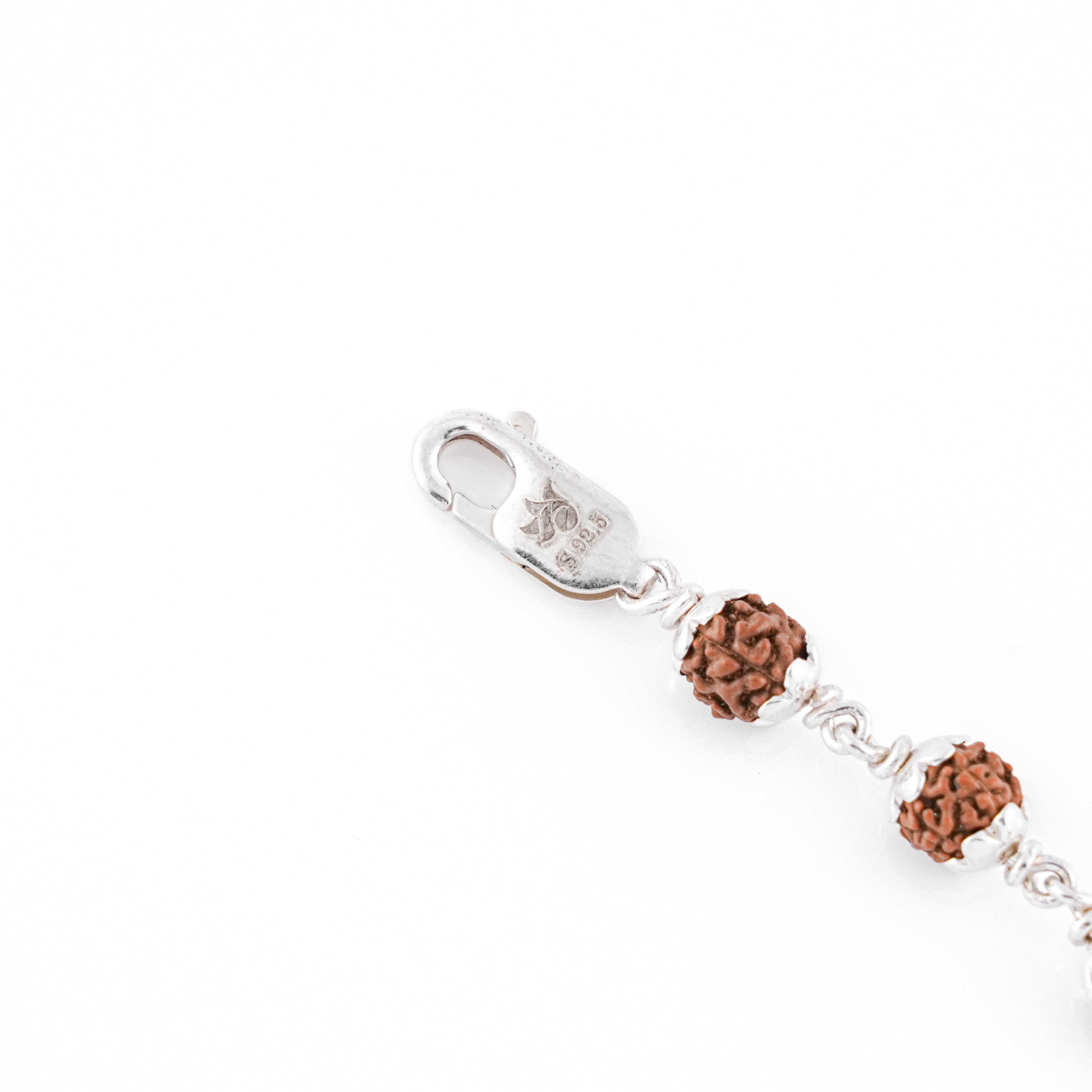 Prinjal Jewellers Silver Rakhi with Om and Lotus Flower and Single Line Rudraksha for Men - view 6