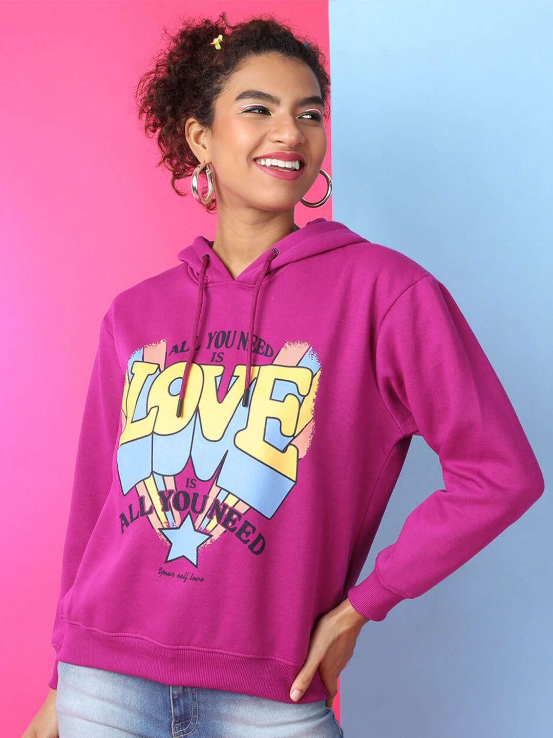 Freehand By The Indian Garage Co Women's Printed Regular Fit Sweatshirt