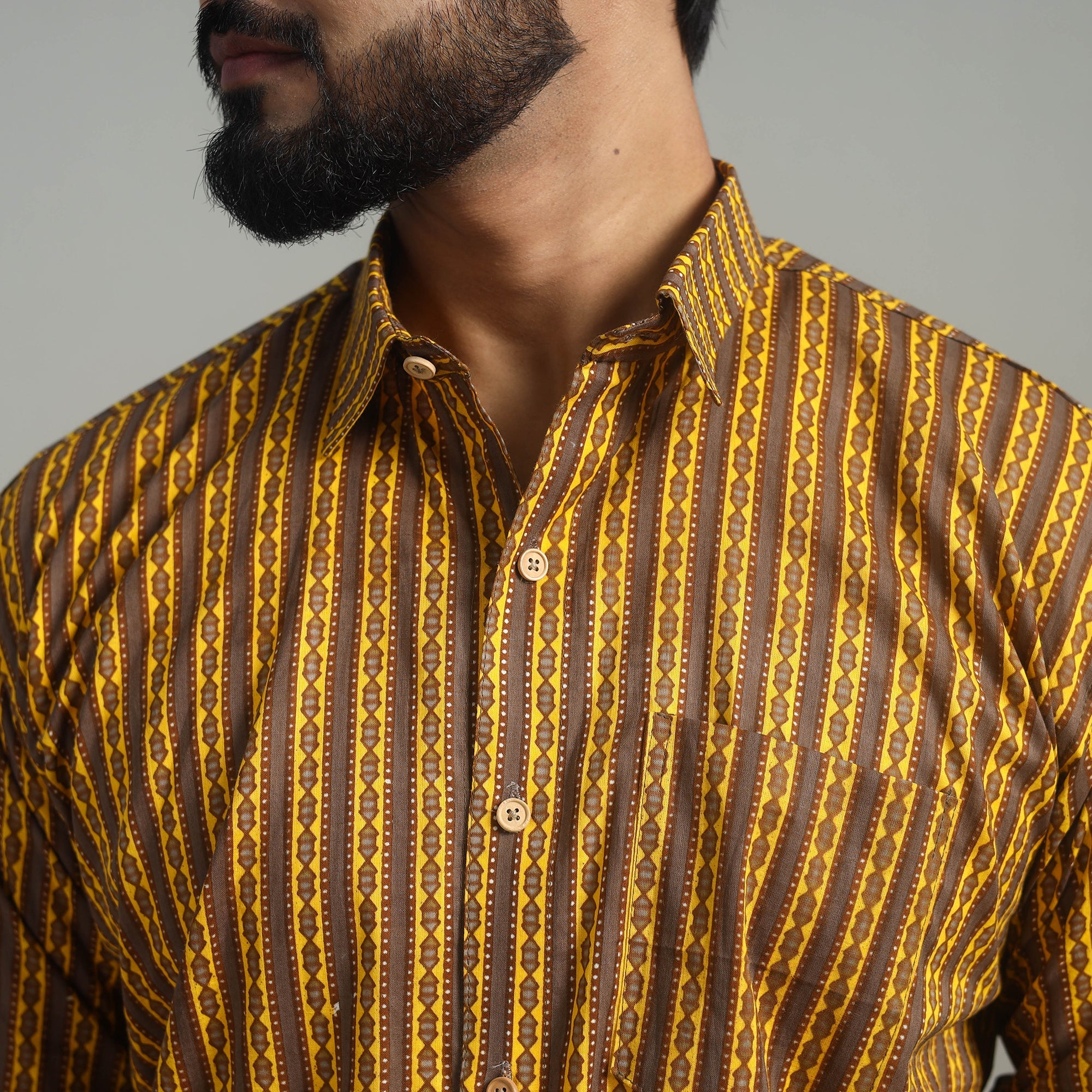 ITOKRI CASUALS Brown - Full Sleeve Cotton Men Jaipur Print Shirt 01 - view 5