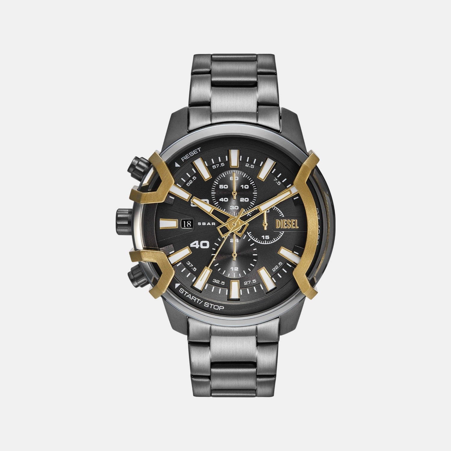 Diesel Griffed Men Quartz Grey Dial Chronograph Stainless Steel Watch DZ4668