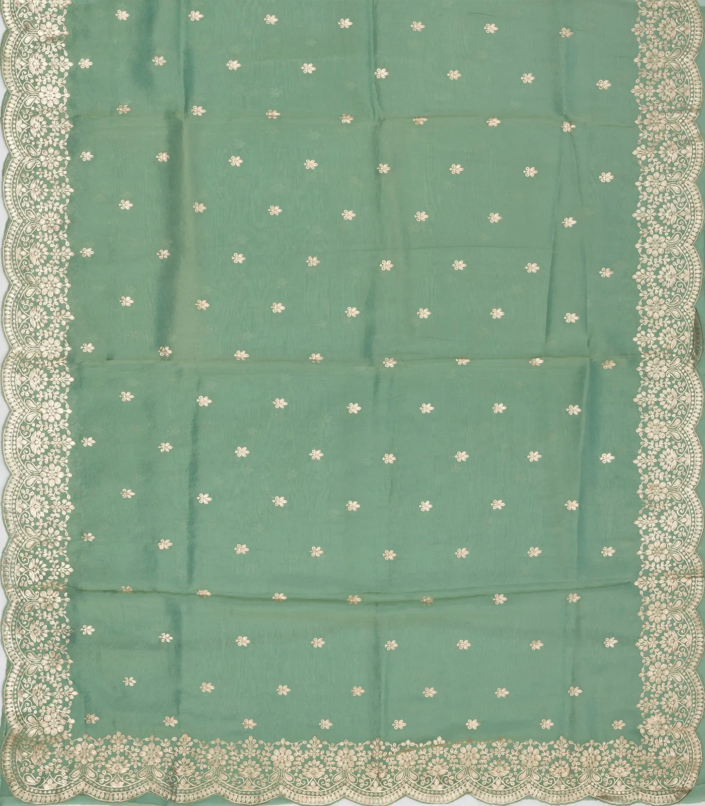 RmKV Aquamarine Woven Viscose Saree With Floral Embroidery - view 2