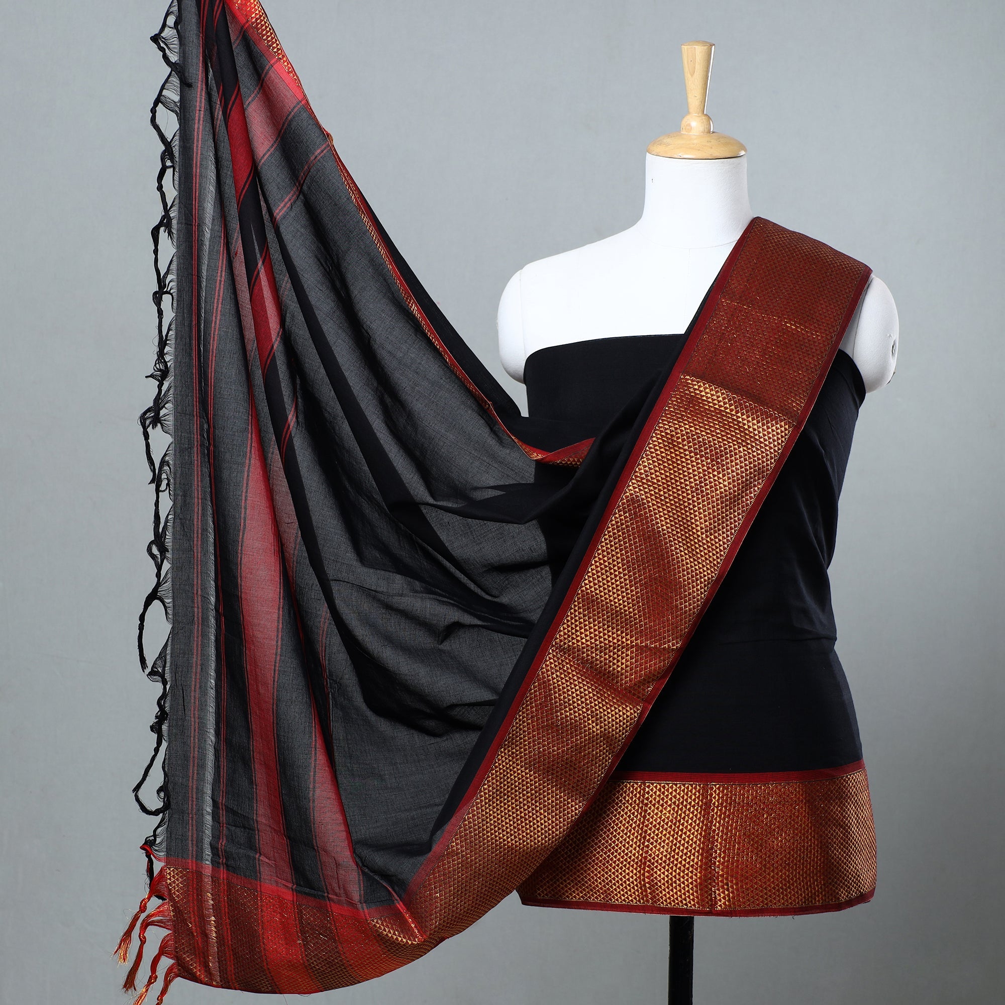 SOUTH KARGHA Black - 3pc Cotton Dharwad Dress Material 14