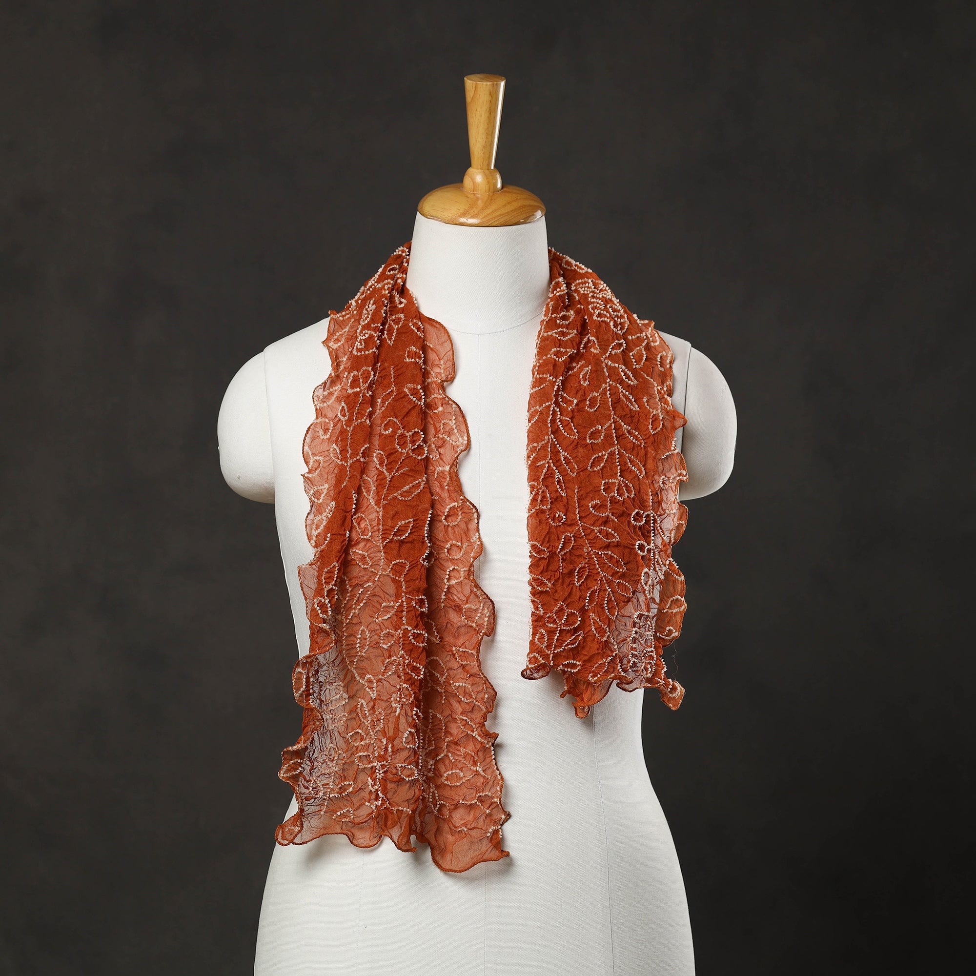 KACHCHH JI CHHAAP Brown - Kutch Tie & Dye Georgette Bandhani Stole 13