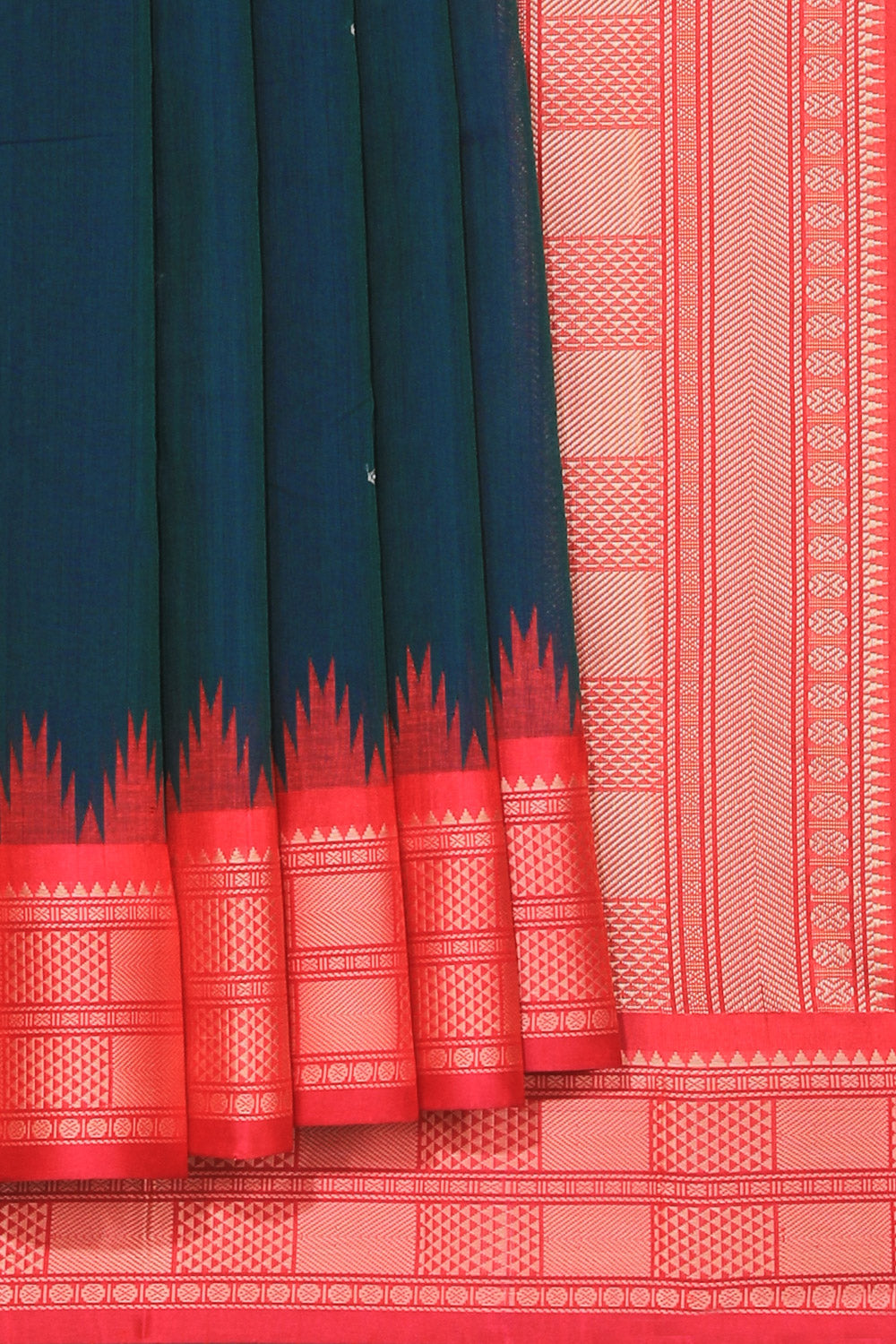 Kalanjali Kanchi Cotton Teal Green Saree – Women's