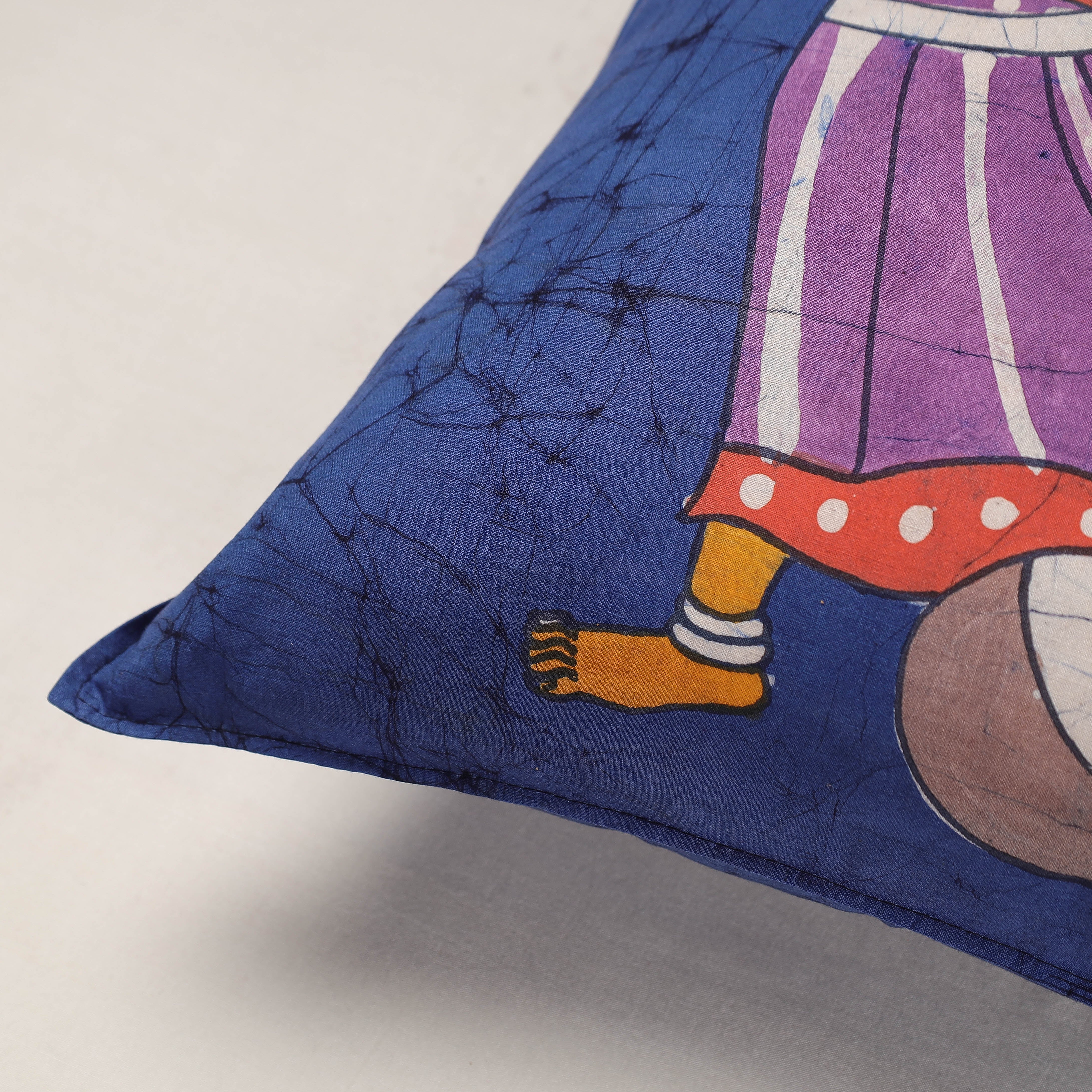 KACHCHH JI CHHAAP Blue - Hand Batik Printed Cotton Cushion Cover (18 x 18 in) - view 2