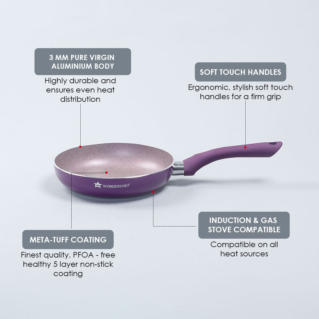 Wonderchef Royal Velvet Non-Stick 26 cm Fry Pan with Induction Bottom - view 8
