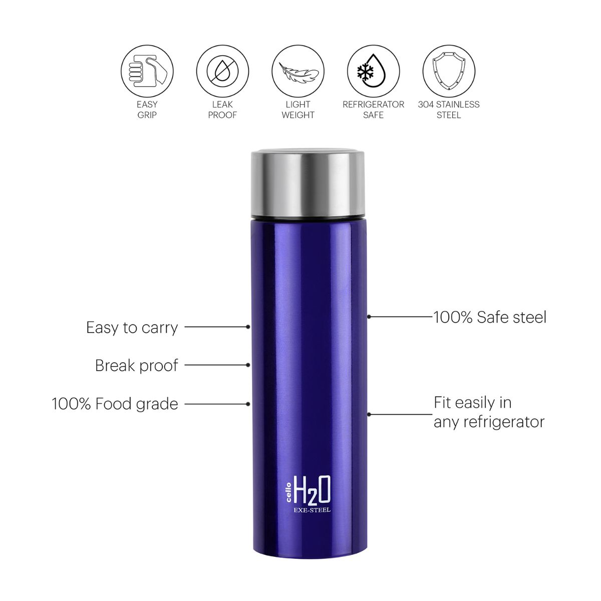 Cello H2O Stainless Steel Water Bottle, 1000ml - view 23