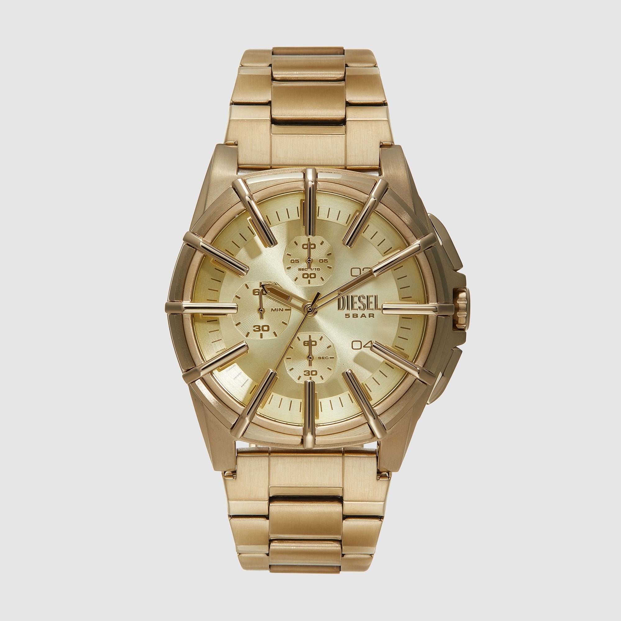 Diesel Framed Men Quartz Gold Dial Chronograph Stainless Steel Watch DZ4659
