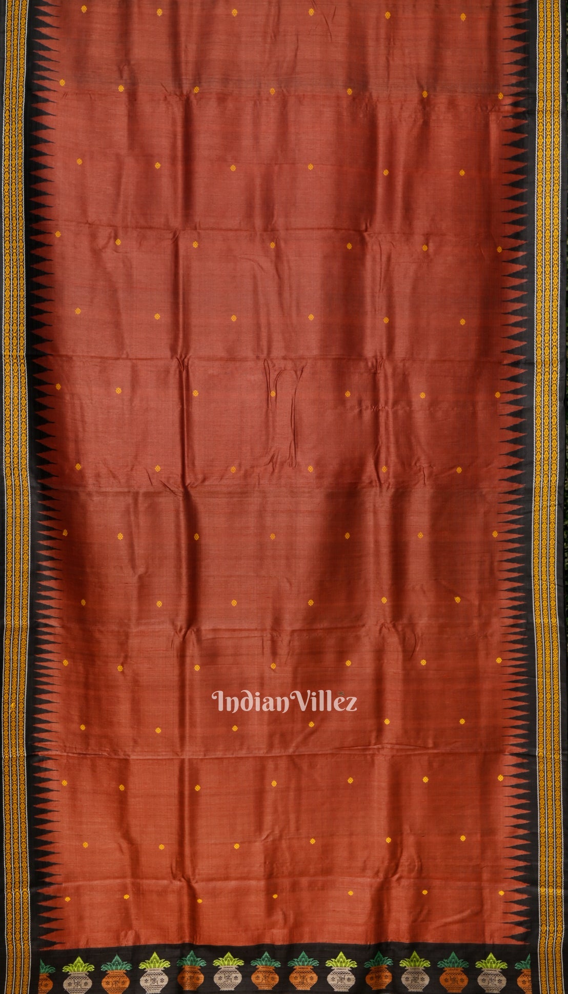 IndianVillèz Fire Red Gopalpur Tussar Silk Saree - view 3