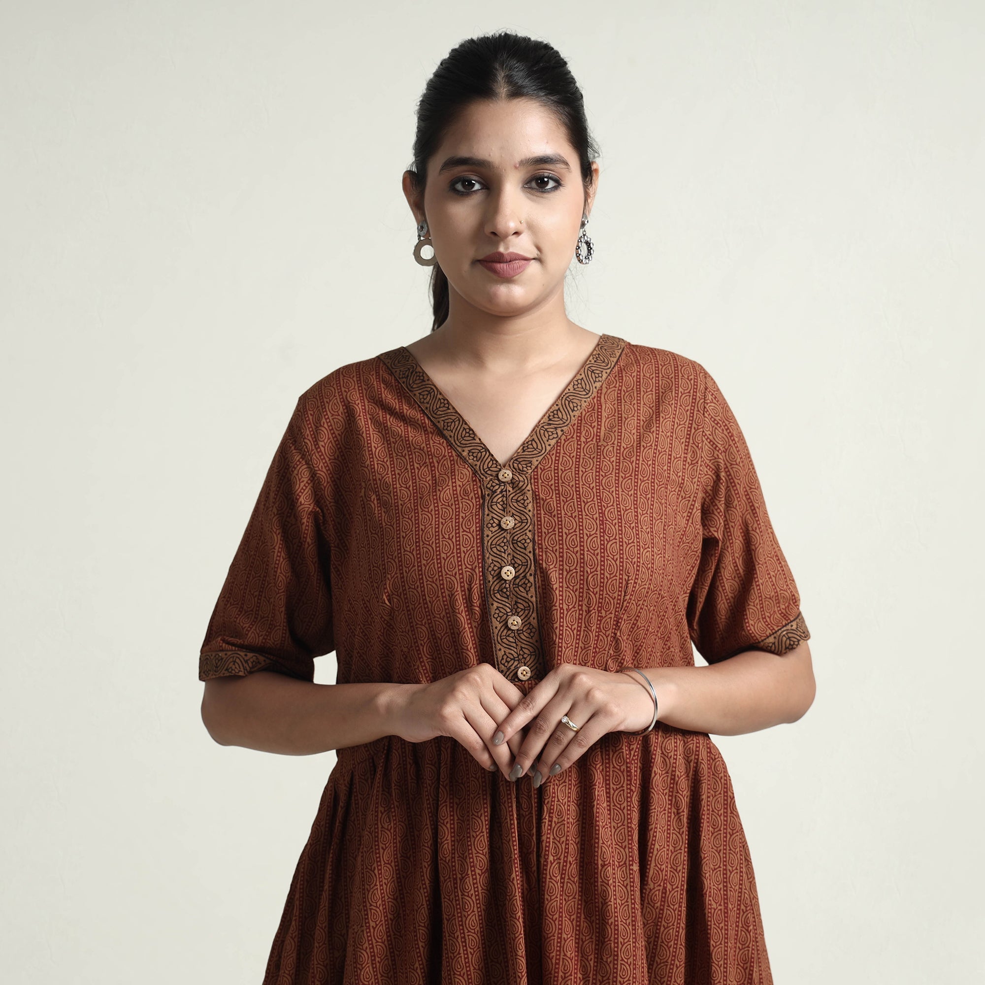 ITOKRI CASUALS Brown - Bagh Block Printed Cotton Dress