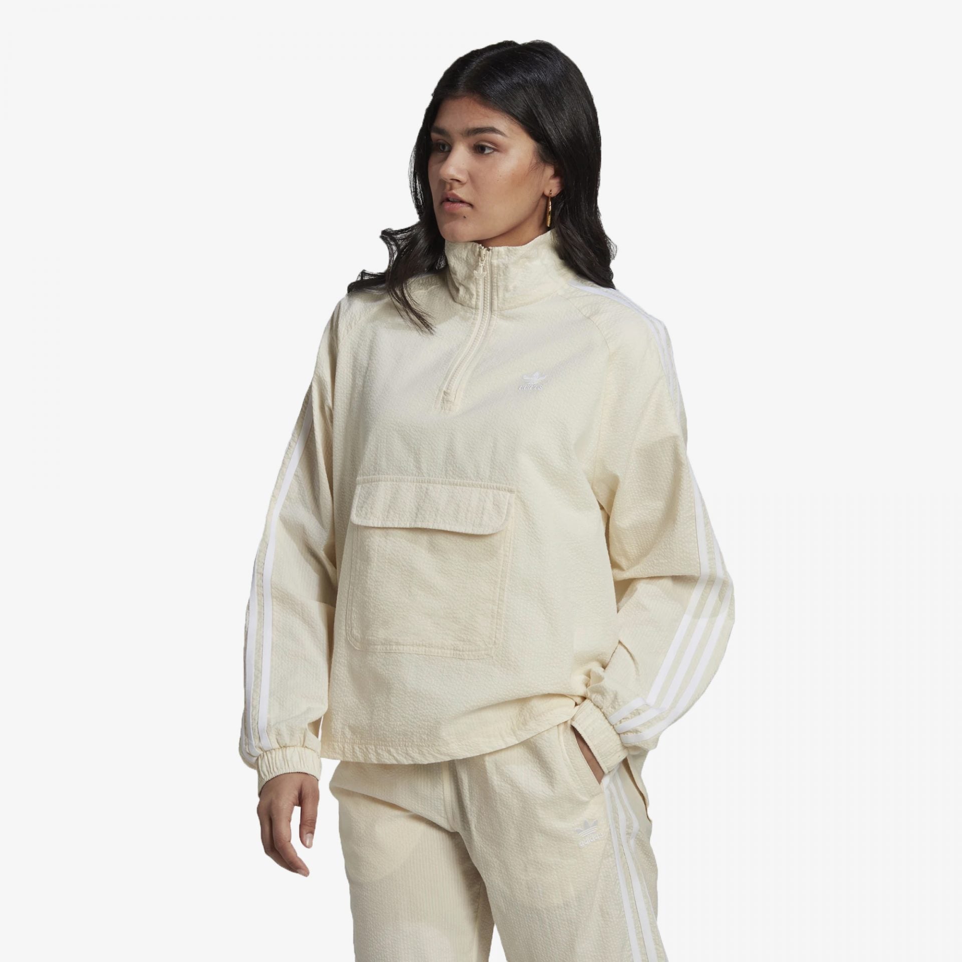 Adidas Originals | ADICOLOR CLASSICS POPLIN HALF-ZIP TRACK JACKET { WONDER WHITE - view 3