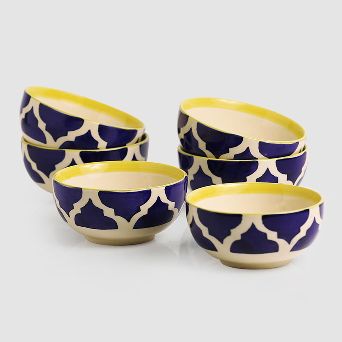 EXCLUSIVELANE 'Six Mediterranean Bowls' Handpainted Serving Bowls In Ceramic (Set Of 6) - view 2