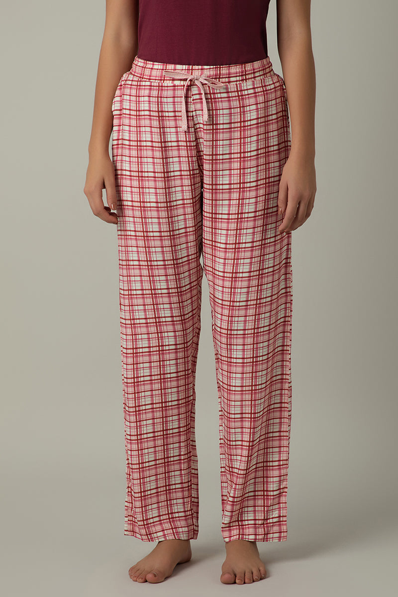 Amante Full Length Pyjama Bottom - Blush Rose Check Print