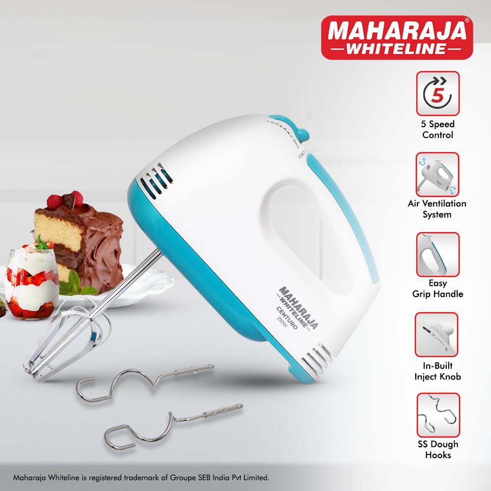 Maharaja Whiteline Centuro 250 Watts Hand Mixer | White - view 2