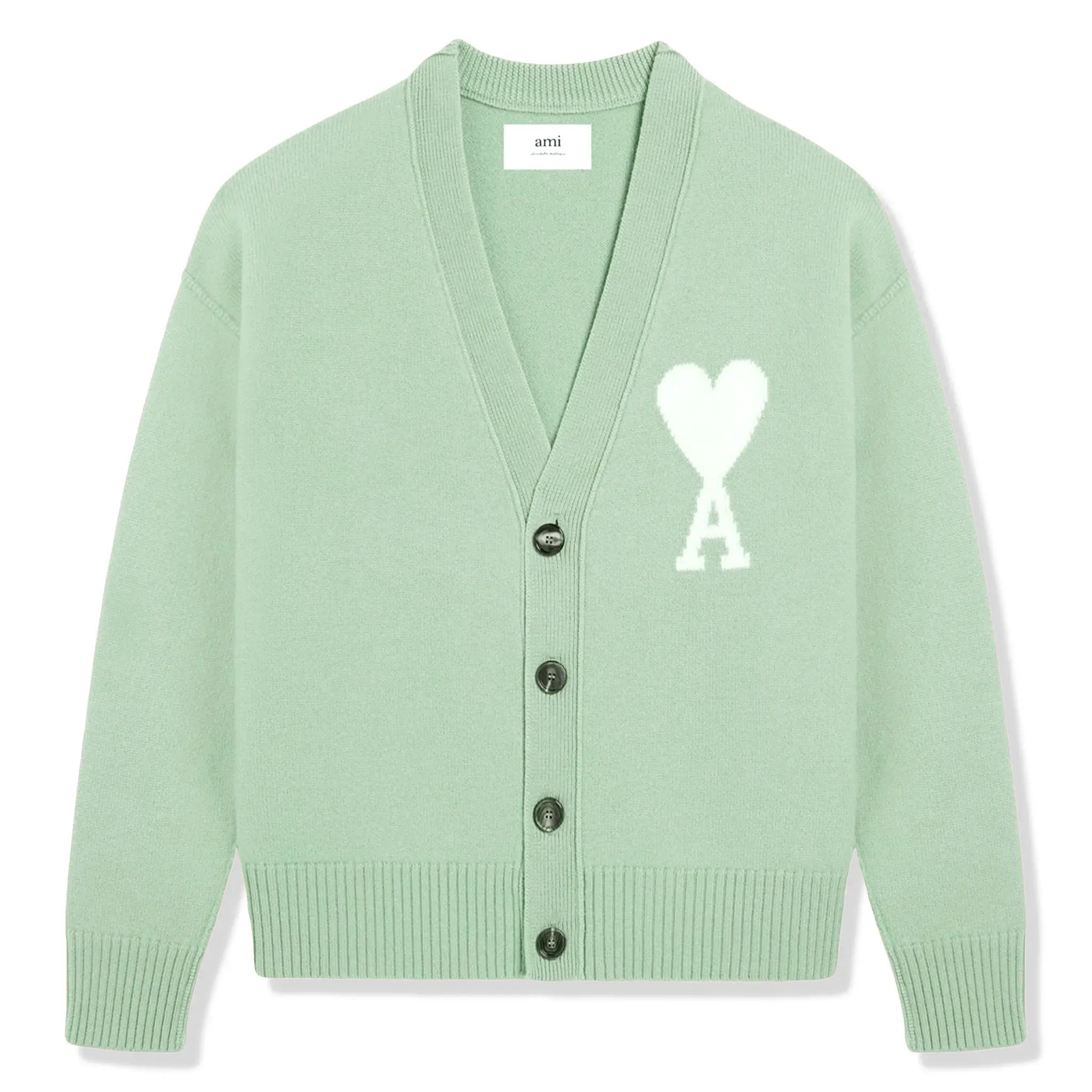 Ami Paris Ami De Coeur Green Cardigan – Beige