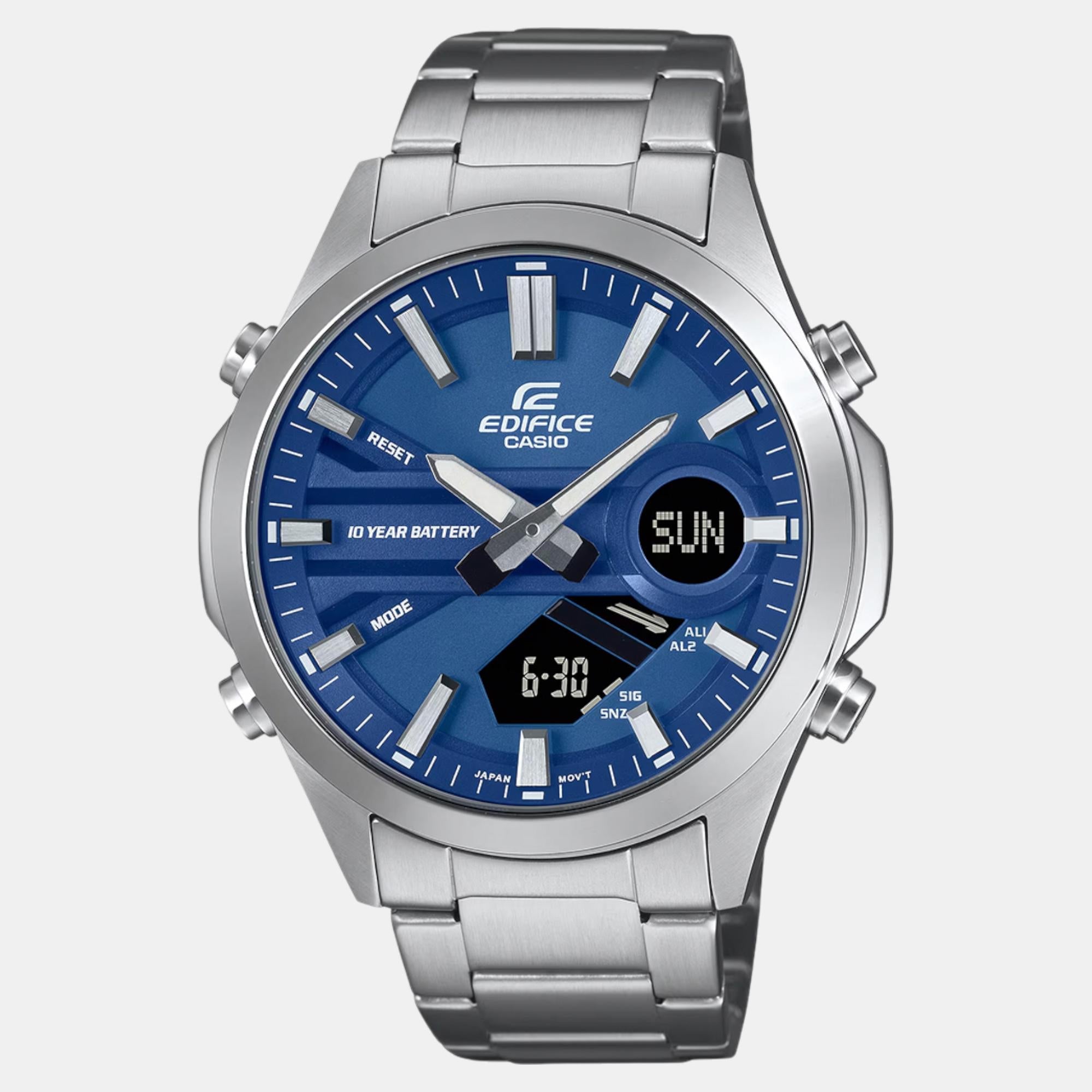 Casio Edifice Men Quartz Blue Dial Analog-Digital Stainless Steel Watch ED625