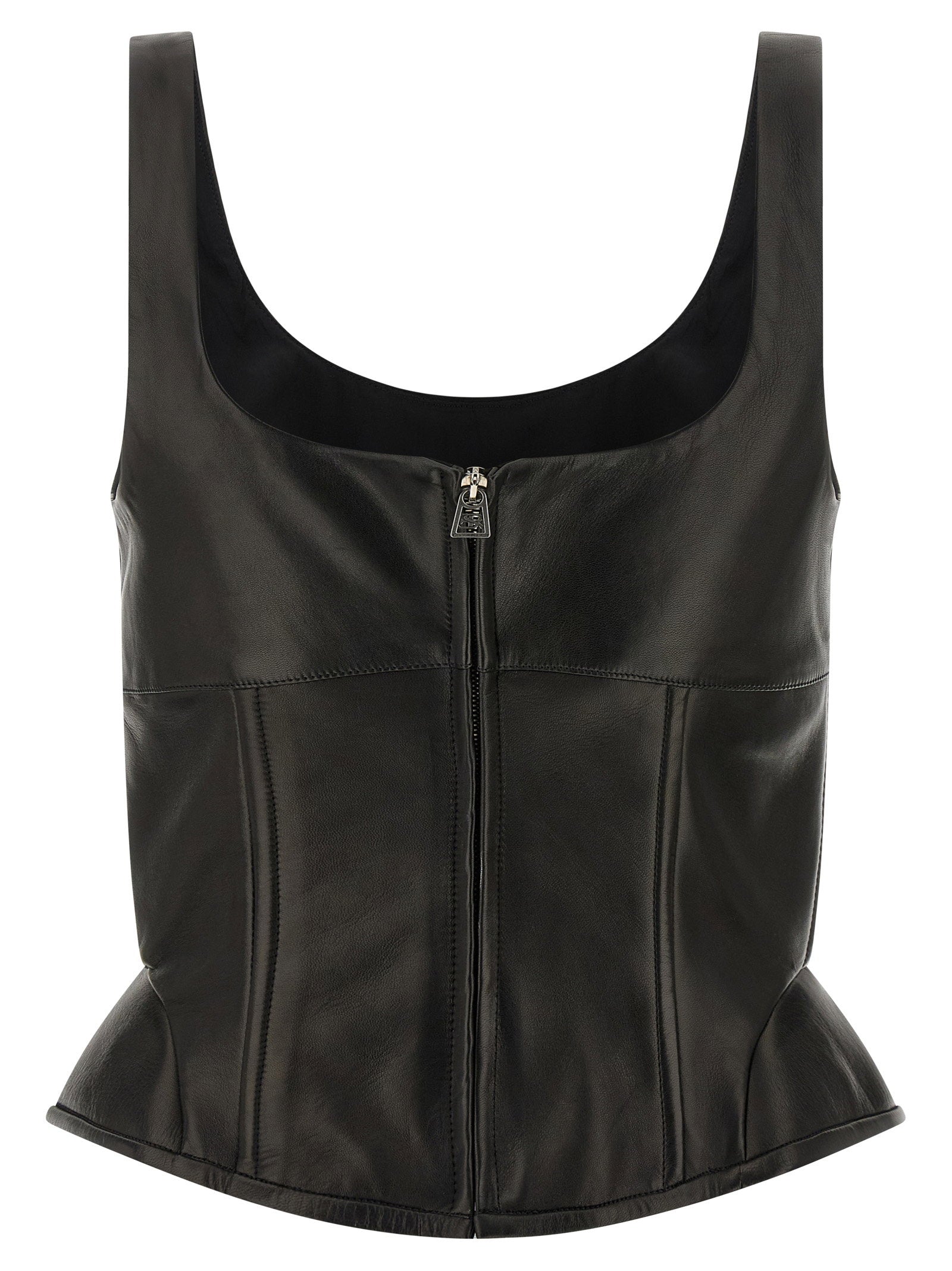 Ermanno Scervino Peplos Leather Top – 100% sheep leather - view 2