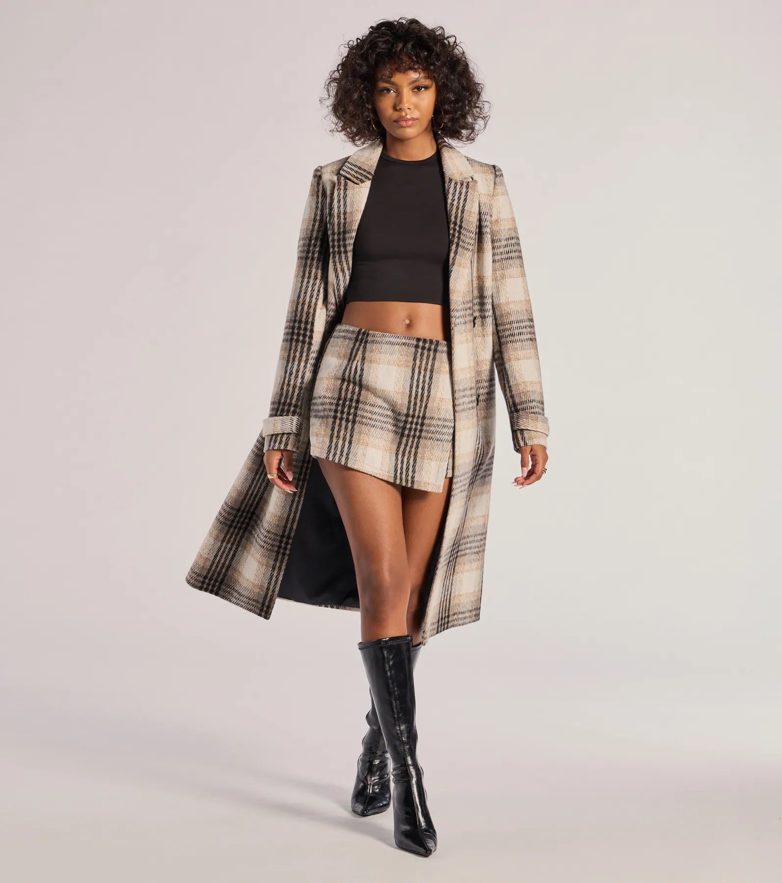 Windsor Classic Charm Plaid Wrap Skort – GRAY - view 3