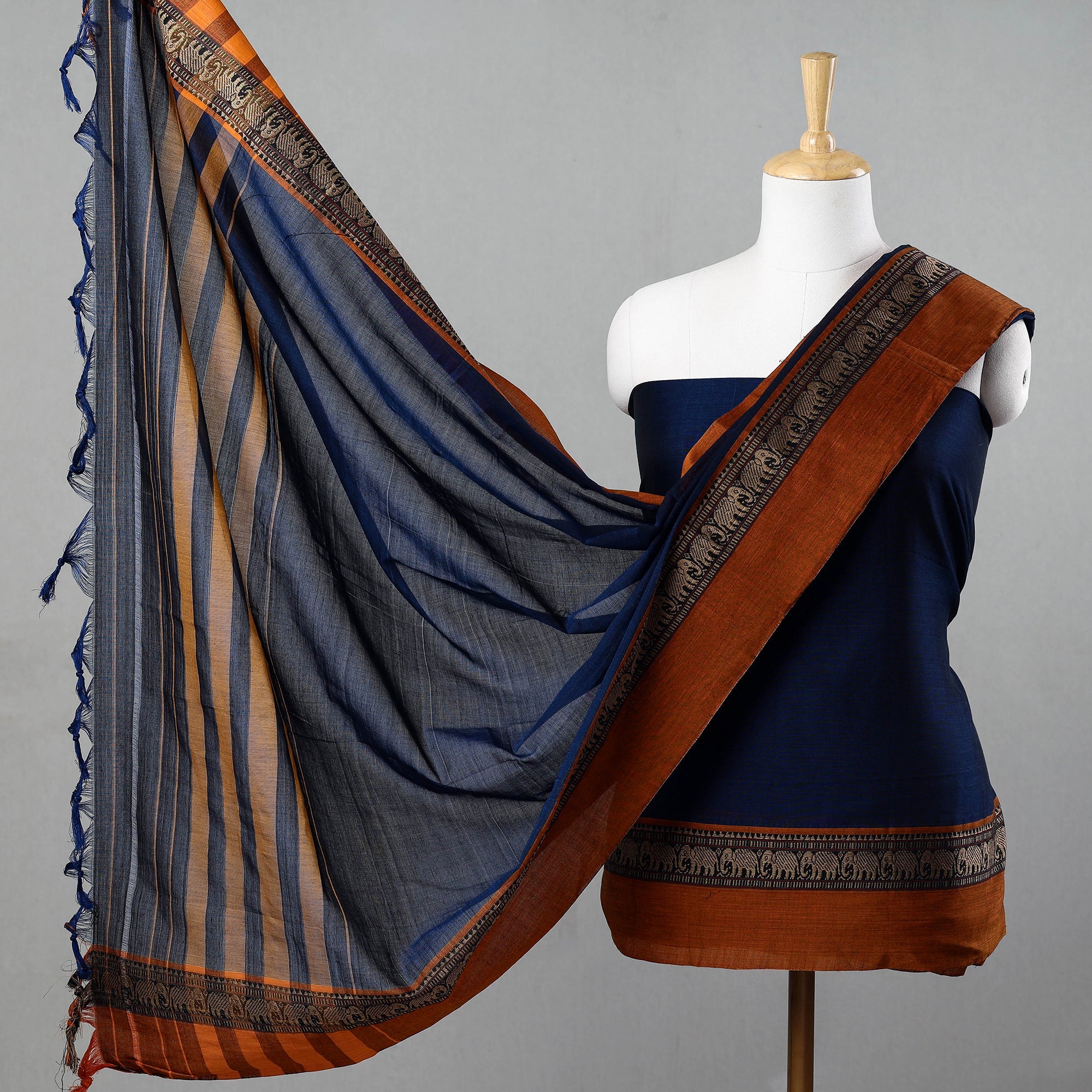 SOUTH KARGHA Blue - 3pc Dharwad Cotton Suit Material Set 03