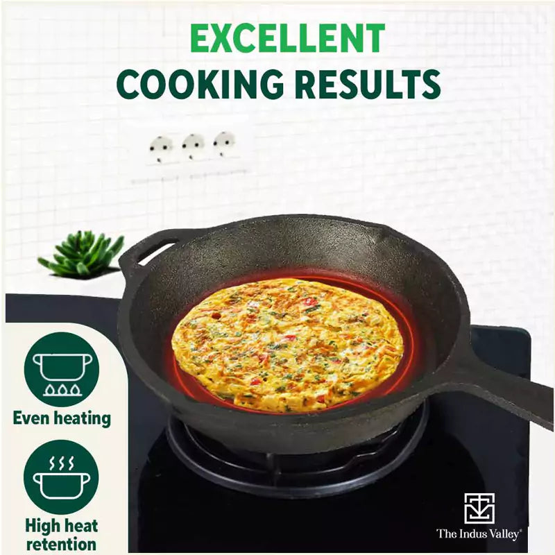 The Indus Valley CASTrong Cast Iron Fry Pan, Pre-seasoned, Nonstick, 100% Pure, Toxin-free, Induction, 25cm, 1.6L, 2.4kg - view 7