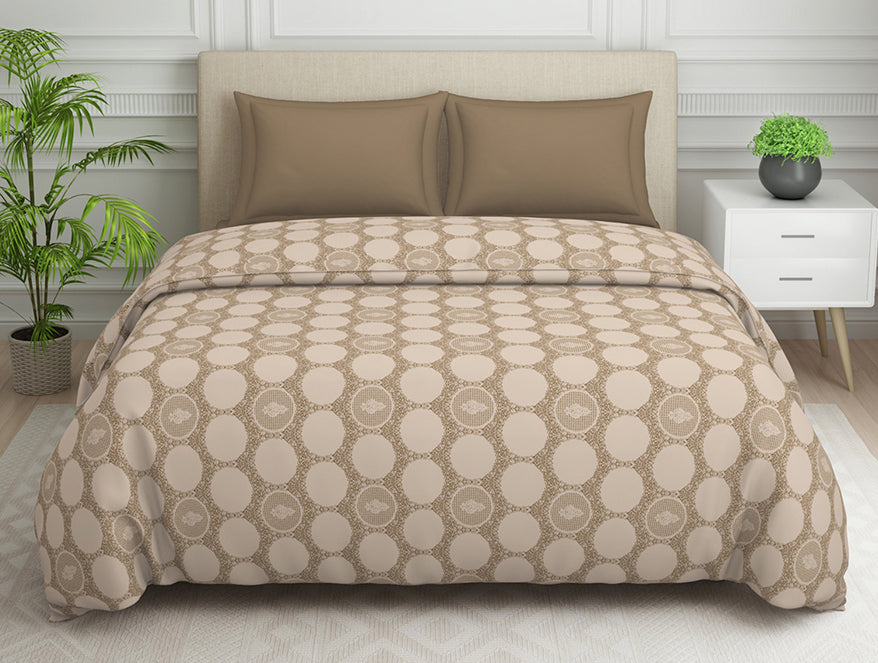 Spaces India Ornate Beige Polycotton Quilt Double Harmony - By Welspun