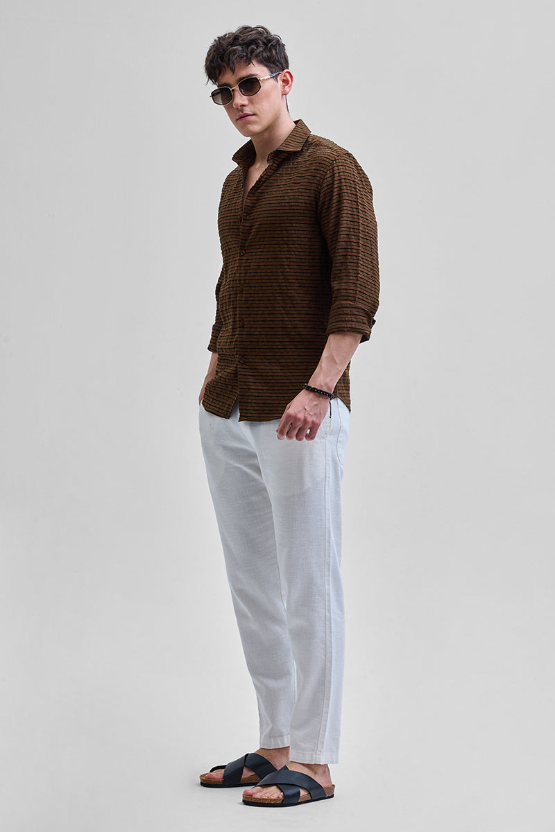 SNITCH Brown Textured Stripes Shirt - view 3