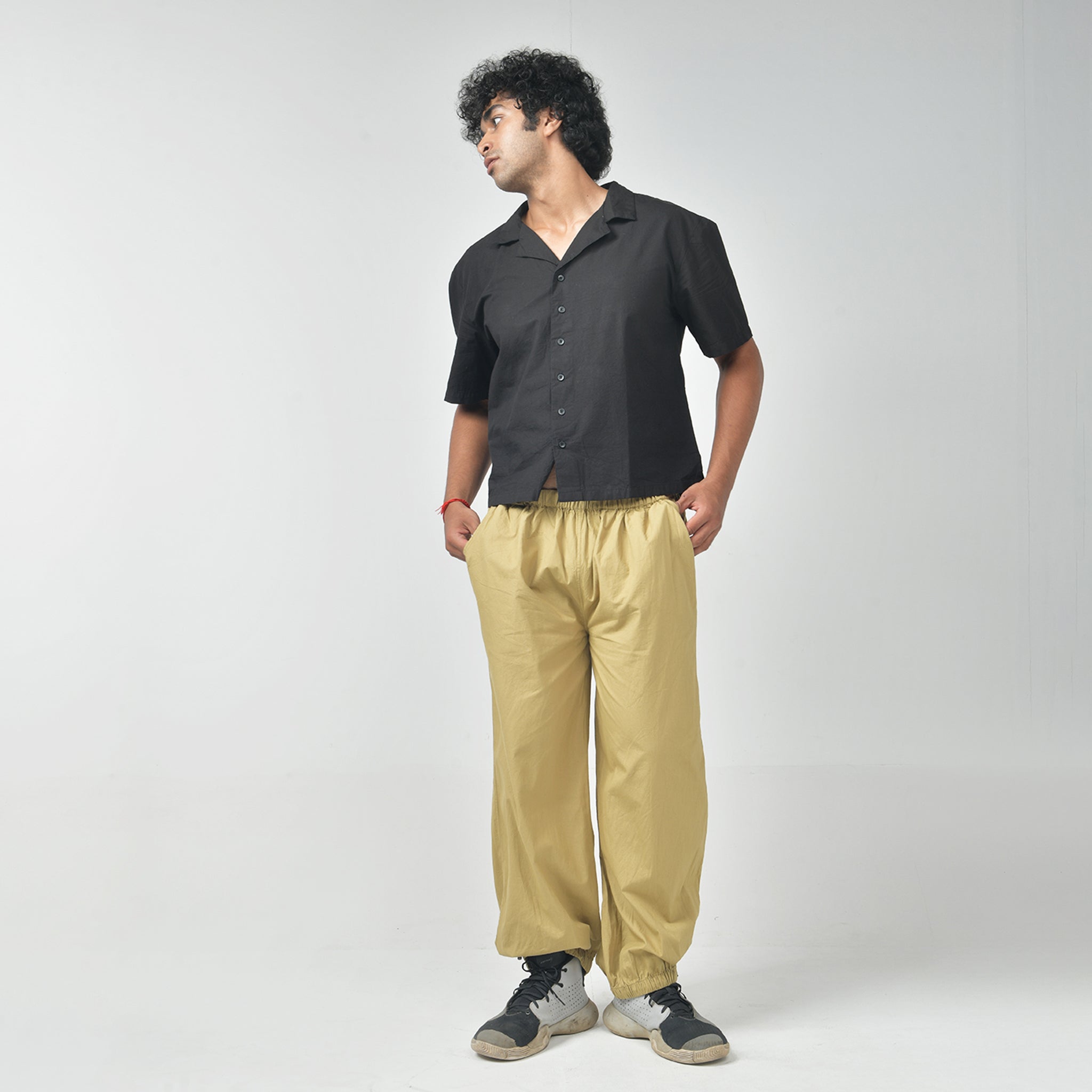 I Z F Bossman Shirt (Black) & Parachute Pants (Khaki)