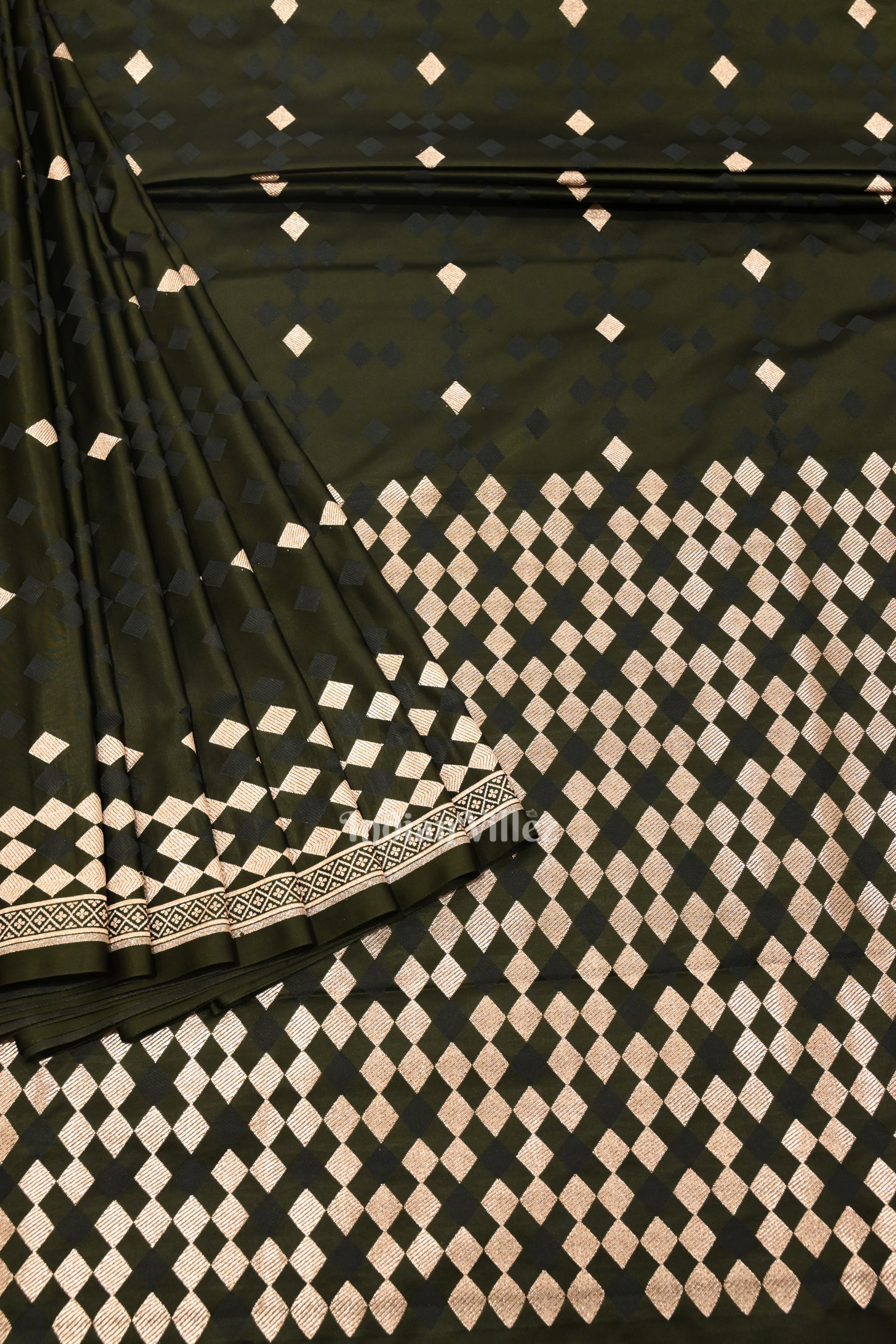IndianVillèz Teal Green Soft Pure Mashru Satin Silk Banarasi Saree