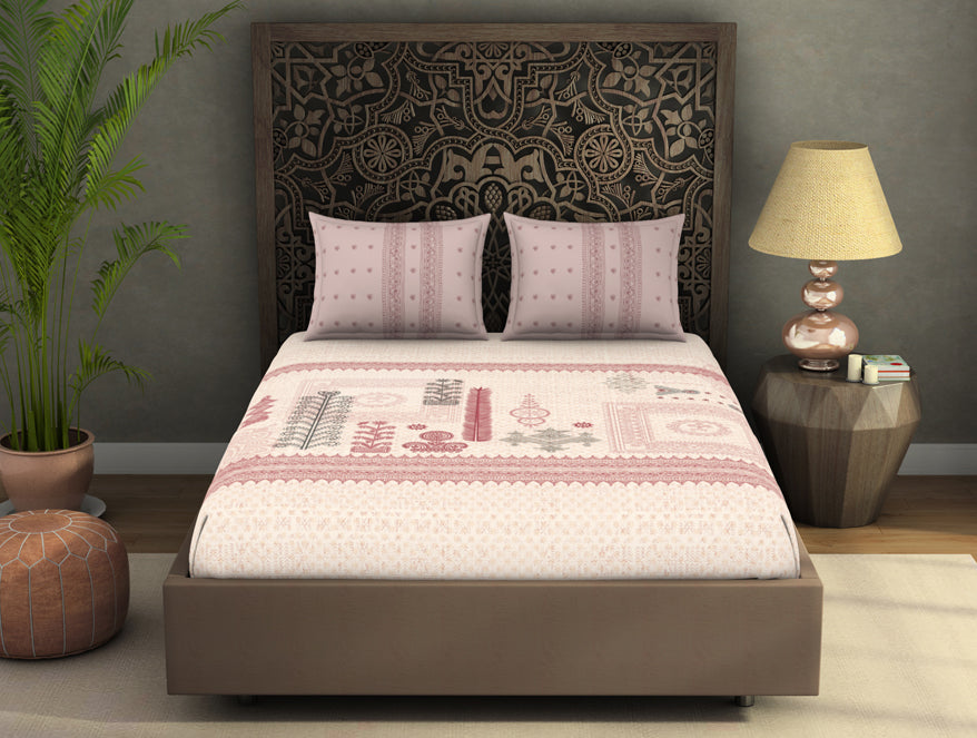 Spaces India Ornate Dark Red 100% Cotton King Size Bedsheet Rangana Digital - By Occasions