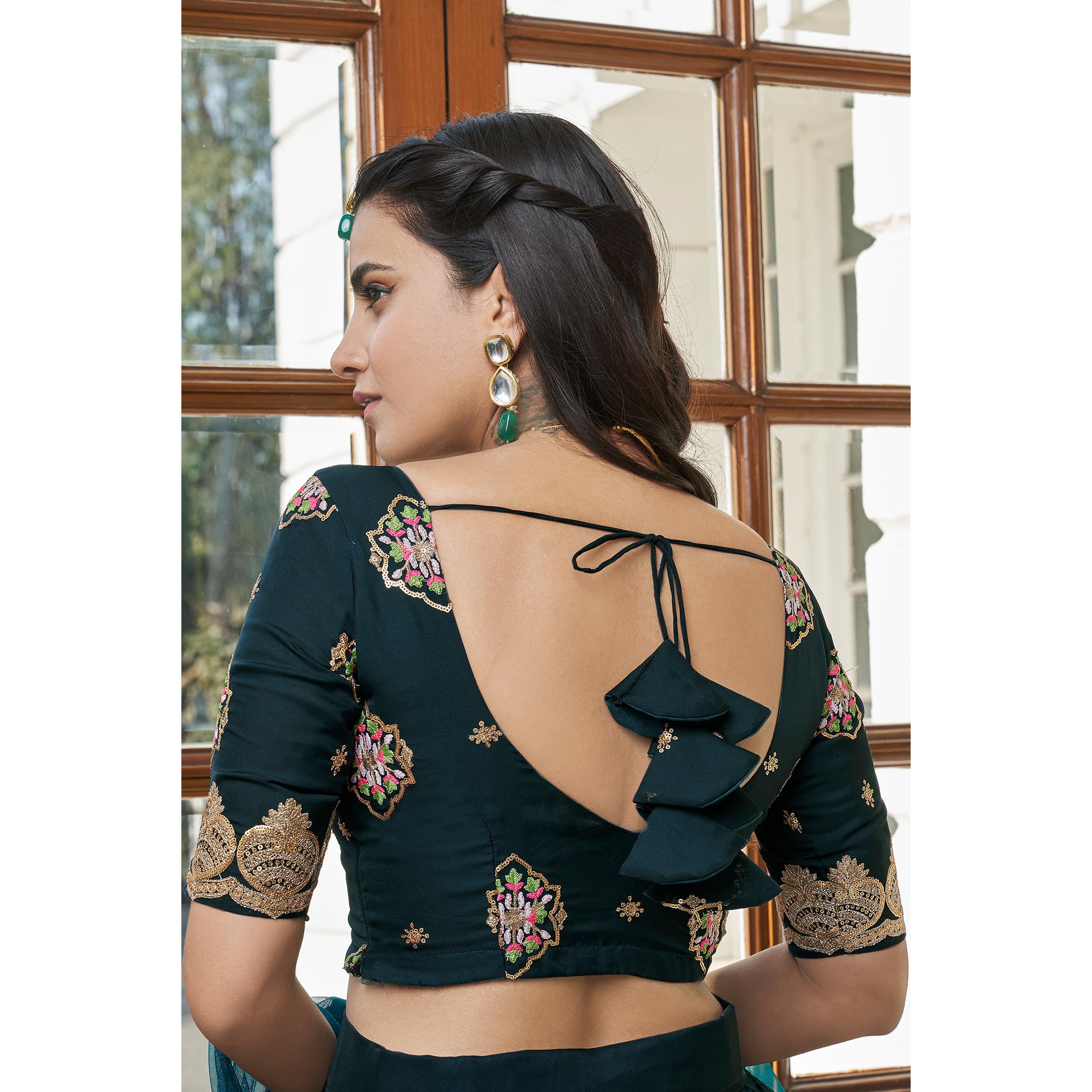 Peachmode Morpich Sequins Embroidered Organza Lehenga Choli - view 6