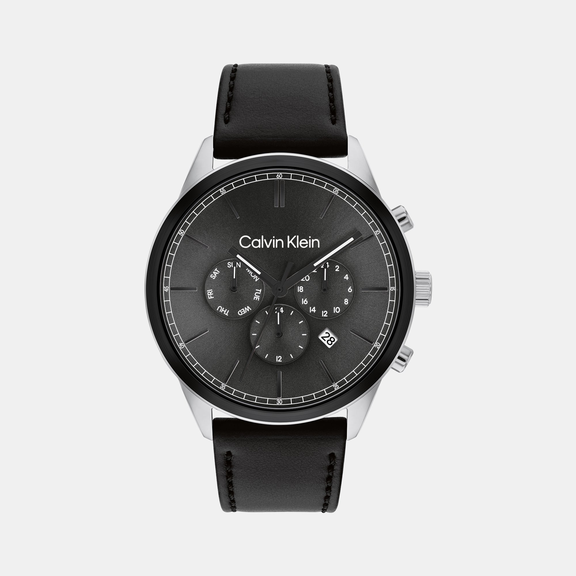 Calvin Klein Ck Infinite Men Quartz Grey Dial Chronograph Leather Watch 25200379
